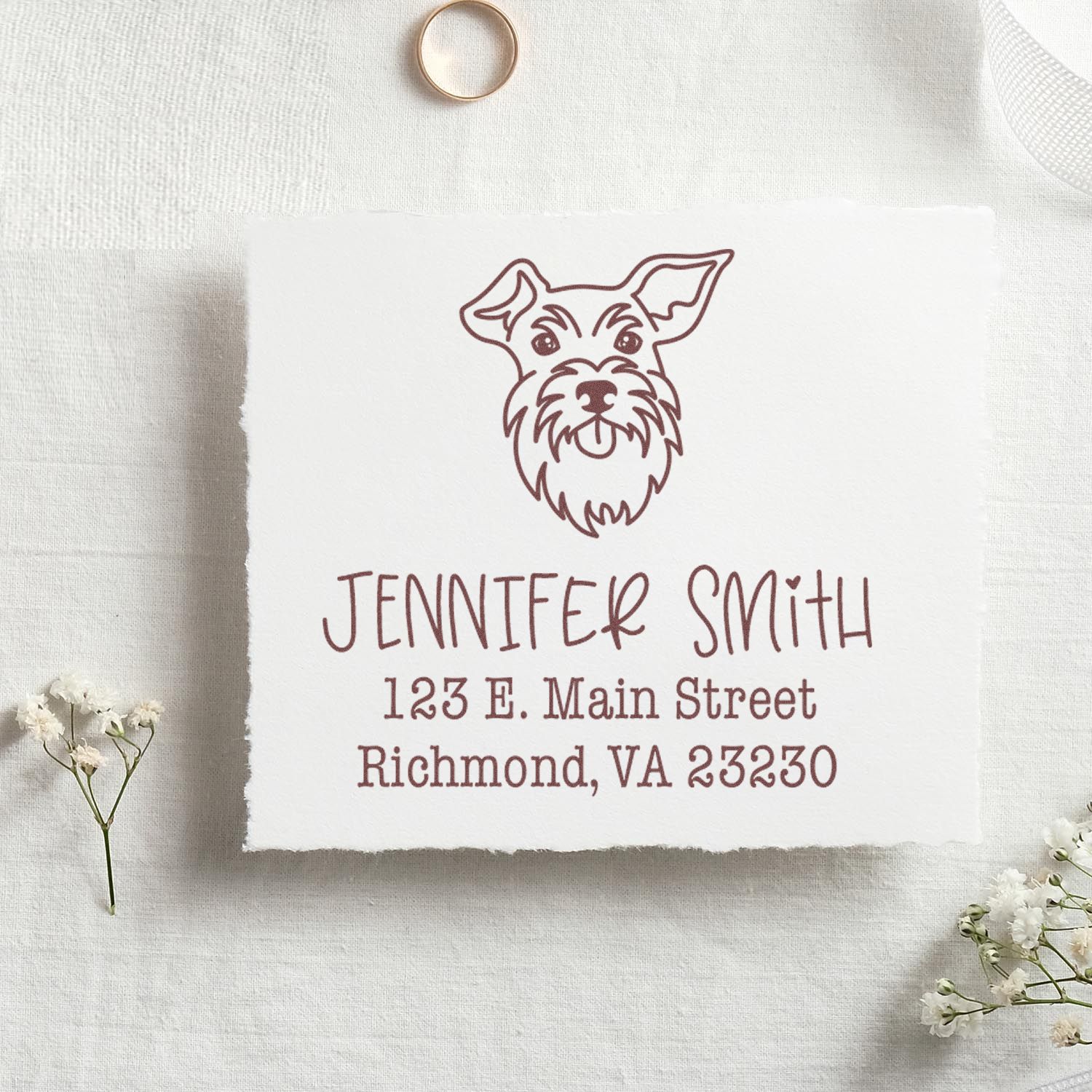 Wood Handle Schnauzer Custom Home Address Stamper - Engineer Seal Stamps
