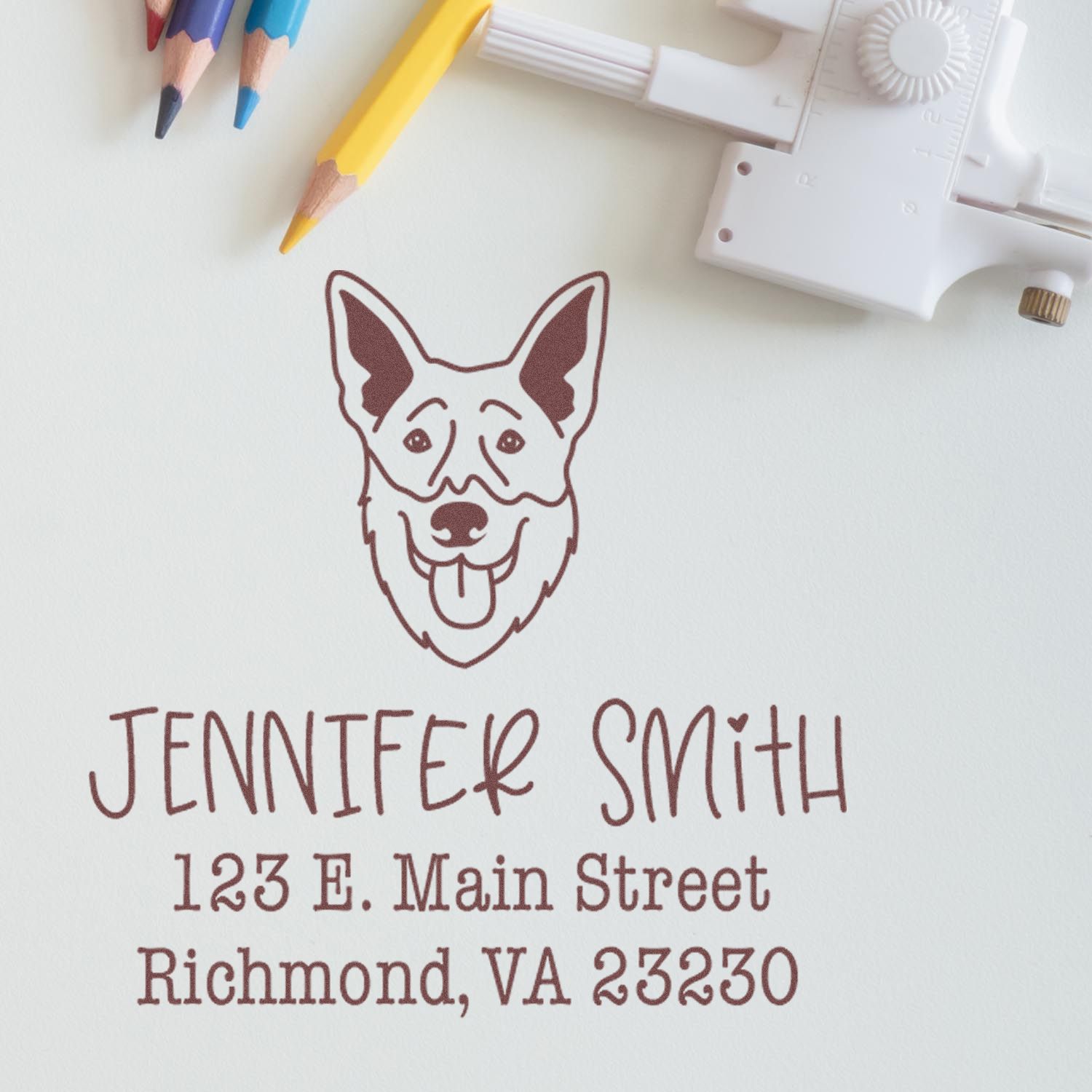 Wood Handle Shepsky Custom House Address Stamp - Engineer Seal Stamps
