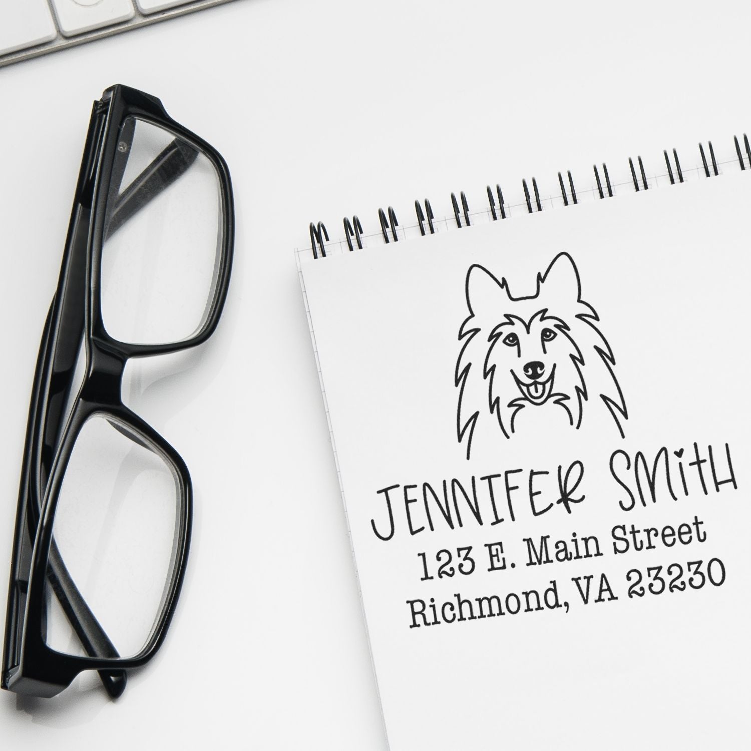 Wood Handle Shetland Sheepdog Custom House Address Stamp for Envelopes - Engineer Seal Stamps