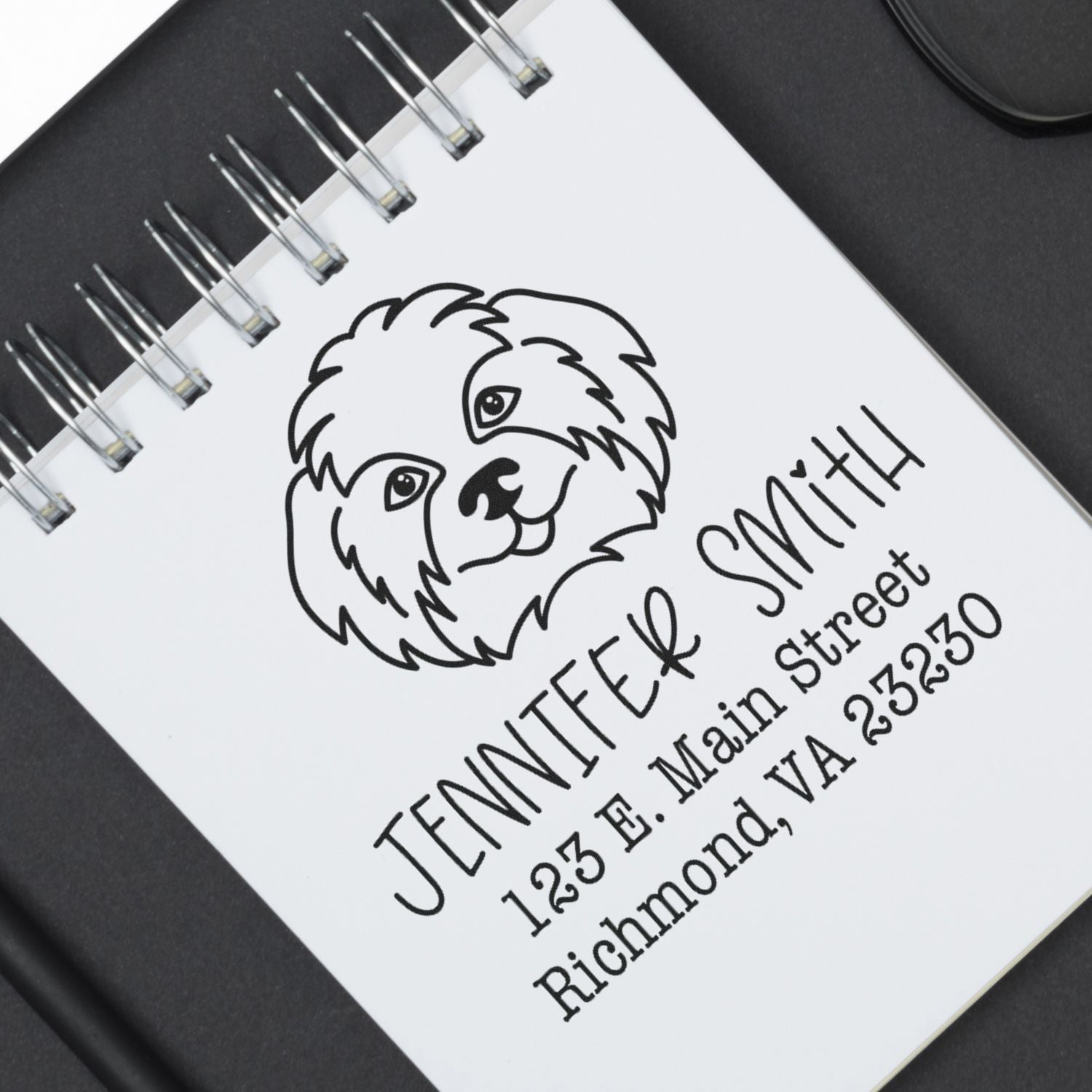 Slim Pre-Inked Shih Tzu Personalized Custom Address Stamp - Engineer Seal Stamps