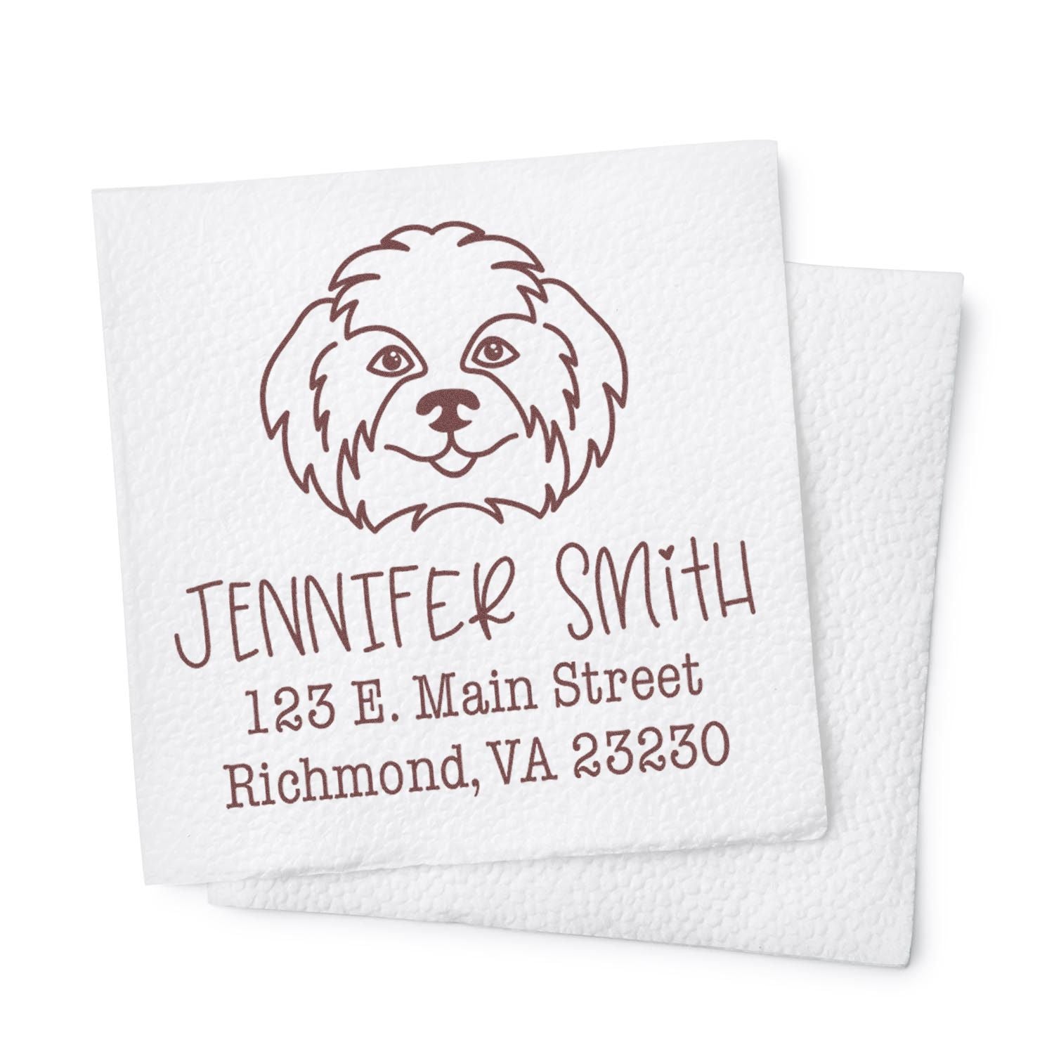 Wood Handle Shih Tzu Custom Inked Rubber Stamp - Engineer Seal Stamps