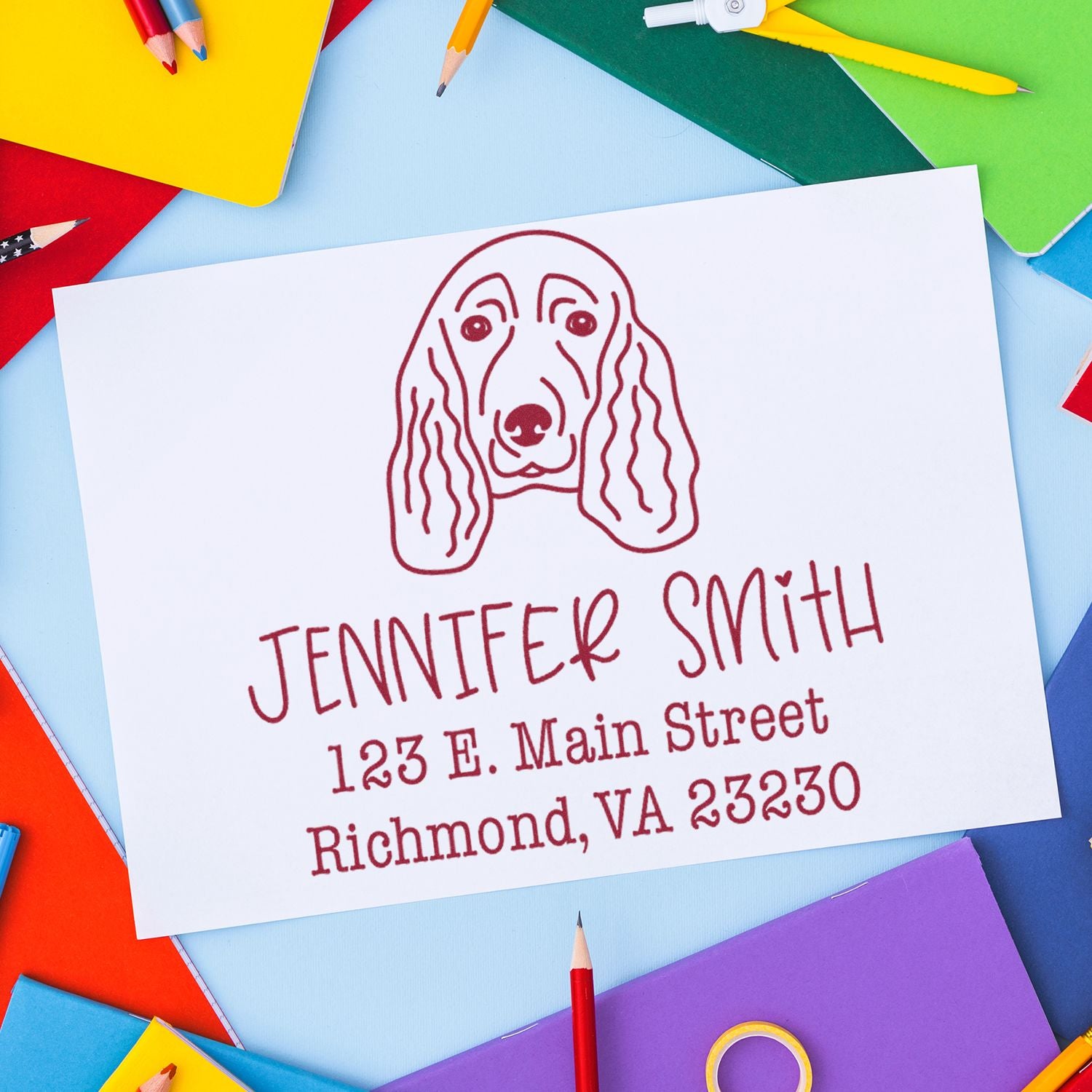 Self-Inking Spaniel Customized Dog Design Address Rubber Stamp - Engineer Seal Stamps