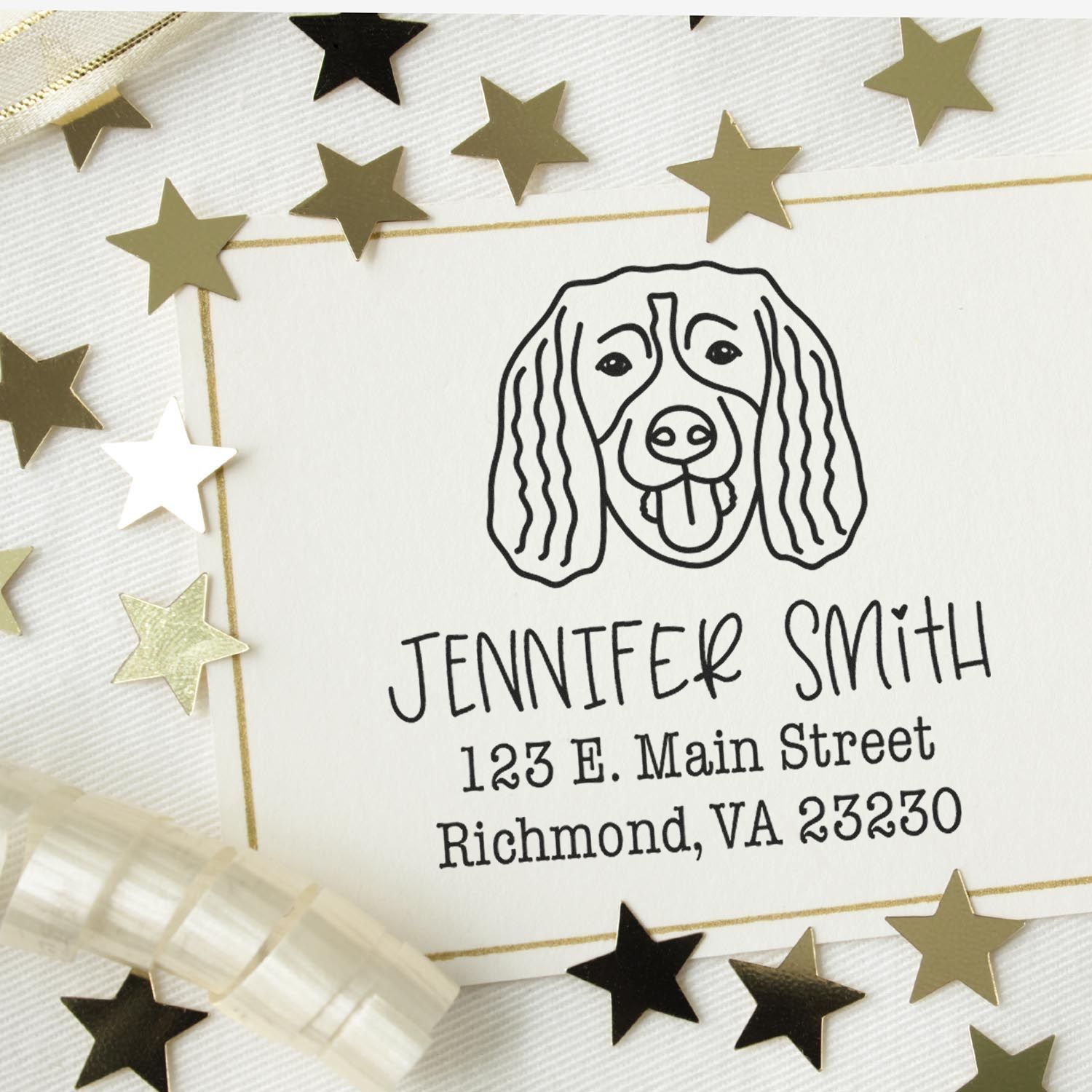 Slim Pre-Inked Springer Spaniel Personalized Custom Address Stamper - Engineer Seal Stamps