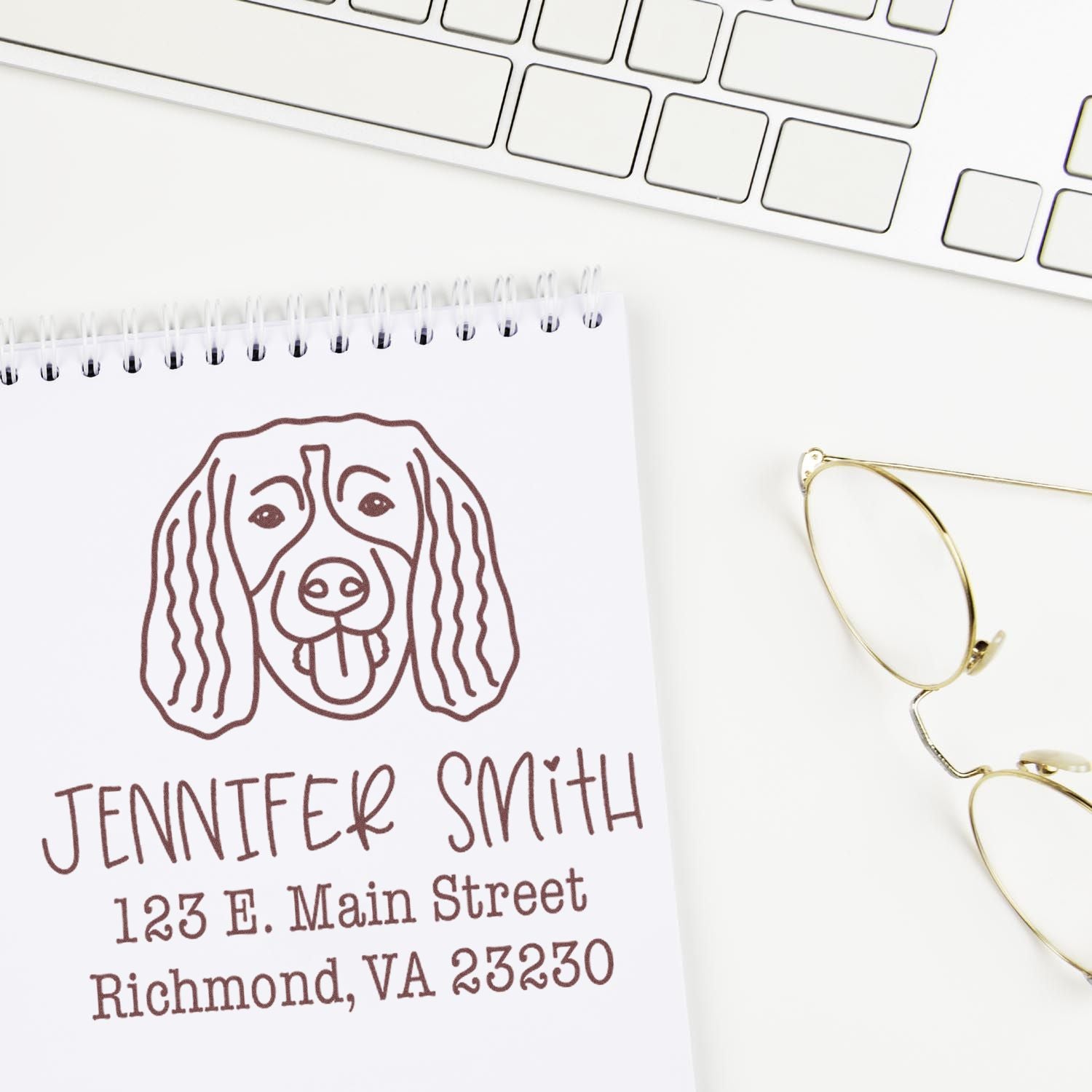 Wood Handle Springer Spaniel Custom Inked Stamp for Envelopes - Engineer Seal Stamps