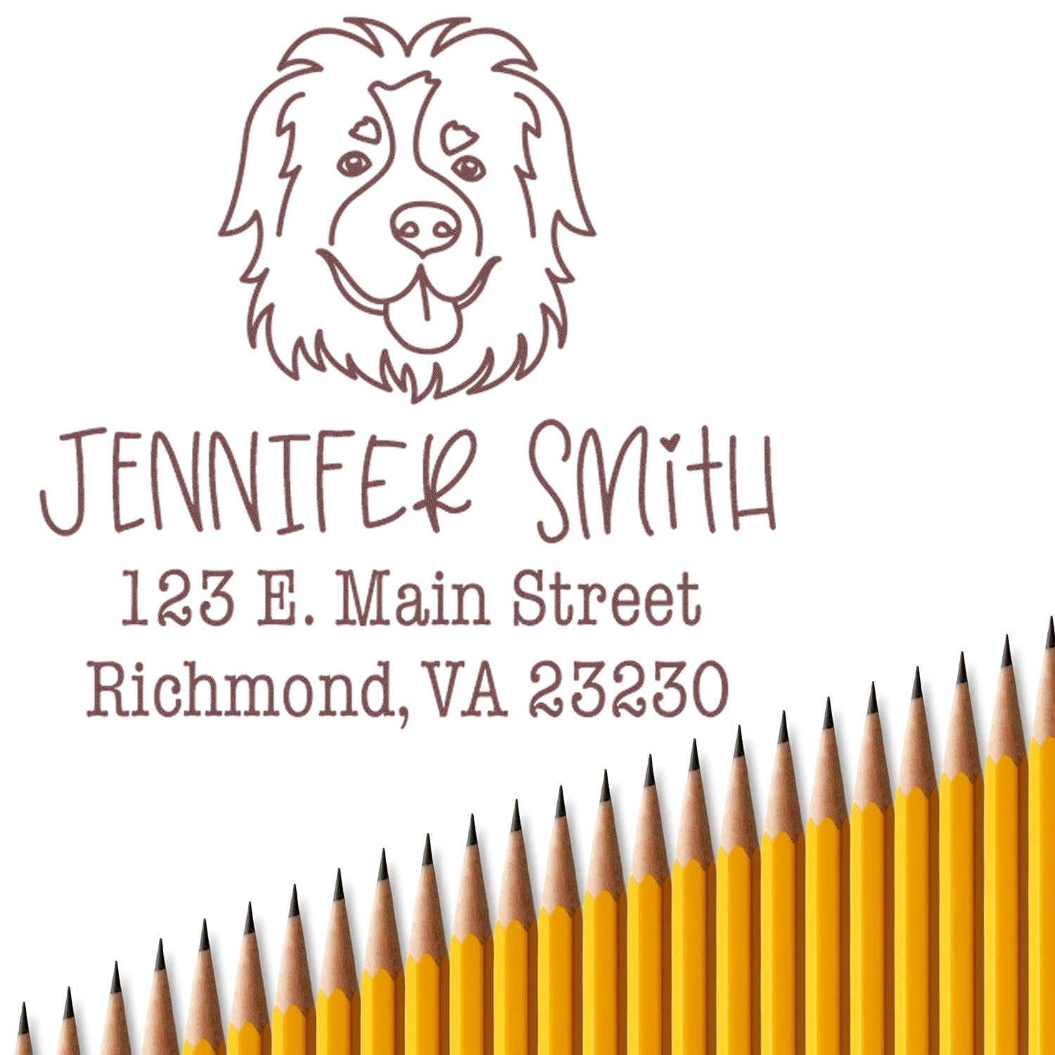 Self-Inking St Bernard Customized Dog Design Address Stamp for Envelopes - Engineer Seal Stamps