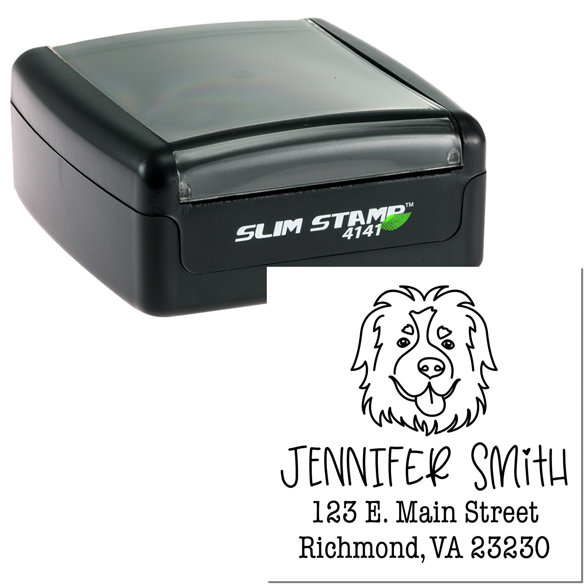 Slim Pre-Inked St Bernard Personalized Custom Return Address Rubber Stamp - Engineer Seal Stamps