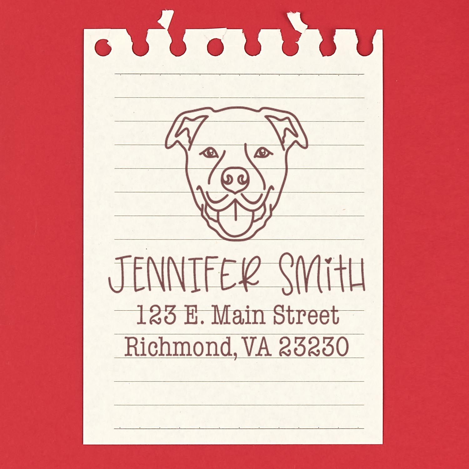 Wood Handle Staffordshire Bull Terrier Custom Made Rubber Stamp - Engineer Seal Stamps