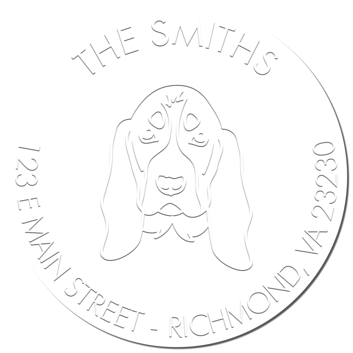 Personalized Mailing Address Soft Embosser Seal with Basset Hound Dog - Engineer Seal Stamps