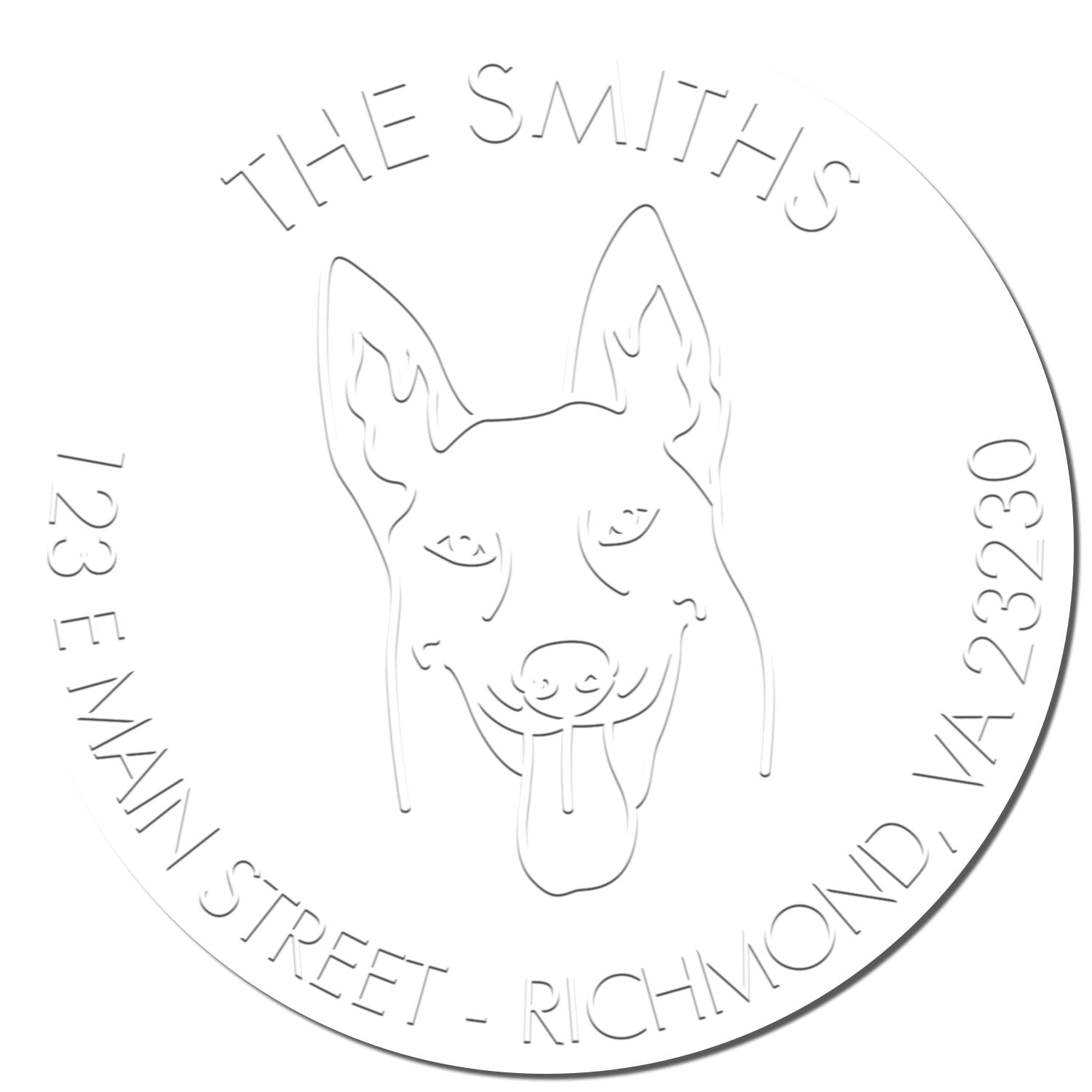 Belgian Malinois Dog Customizable Mailing Address Embossing Seal - Engineer Seal Stamps