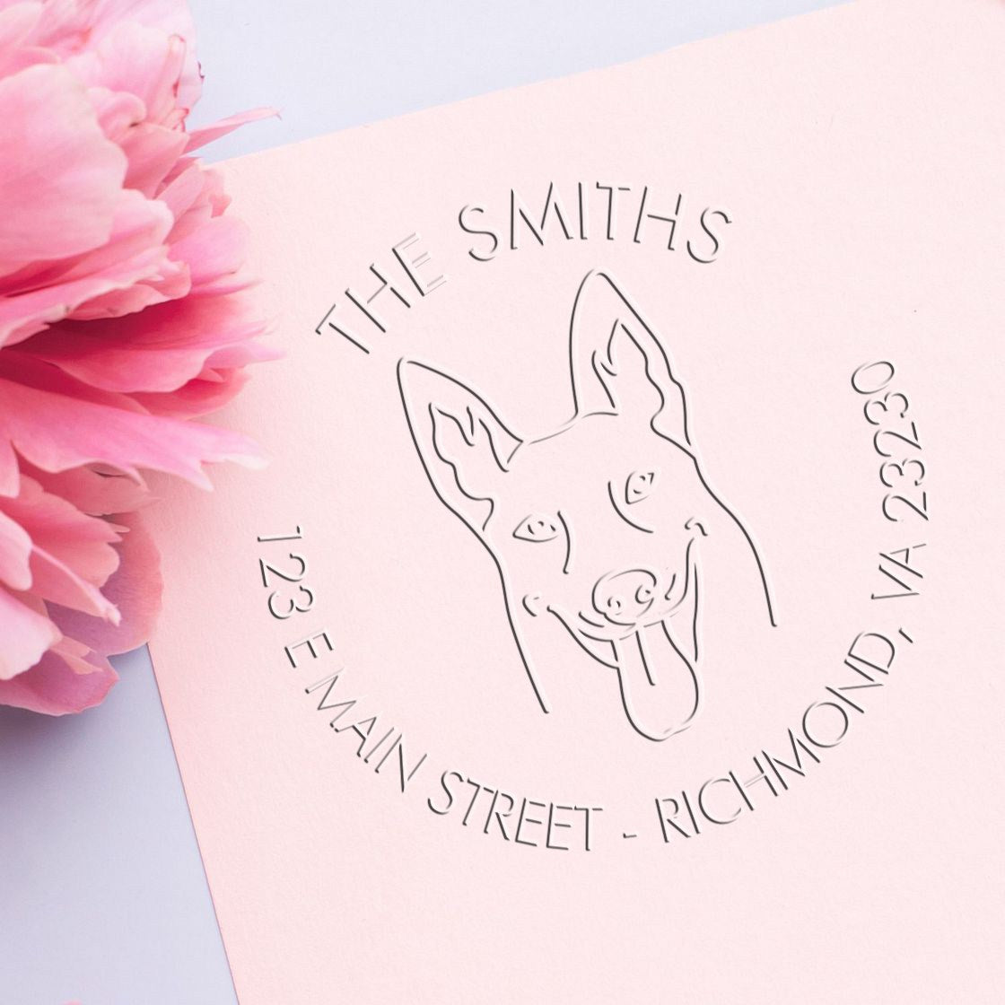 Personalized Mailing Address Seal with Belgian Malinois Dog