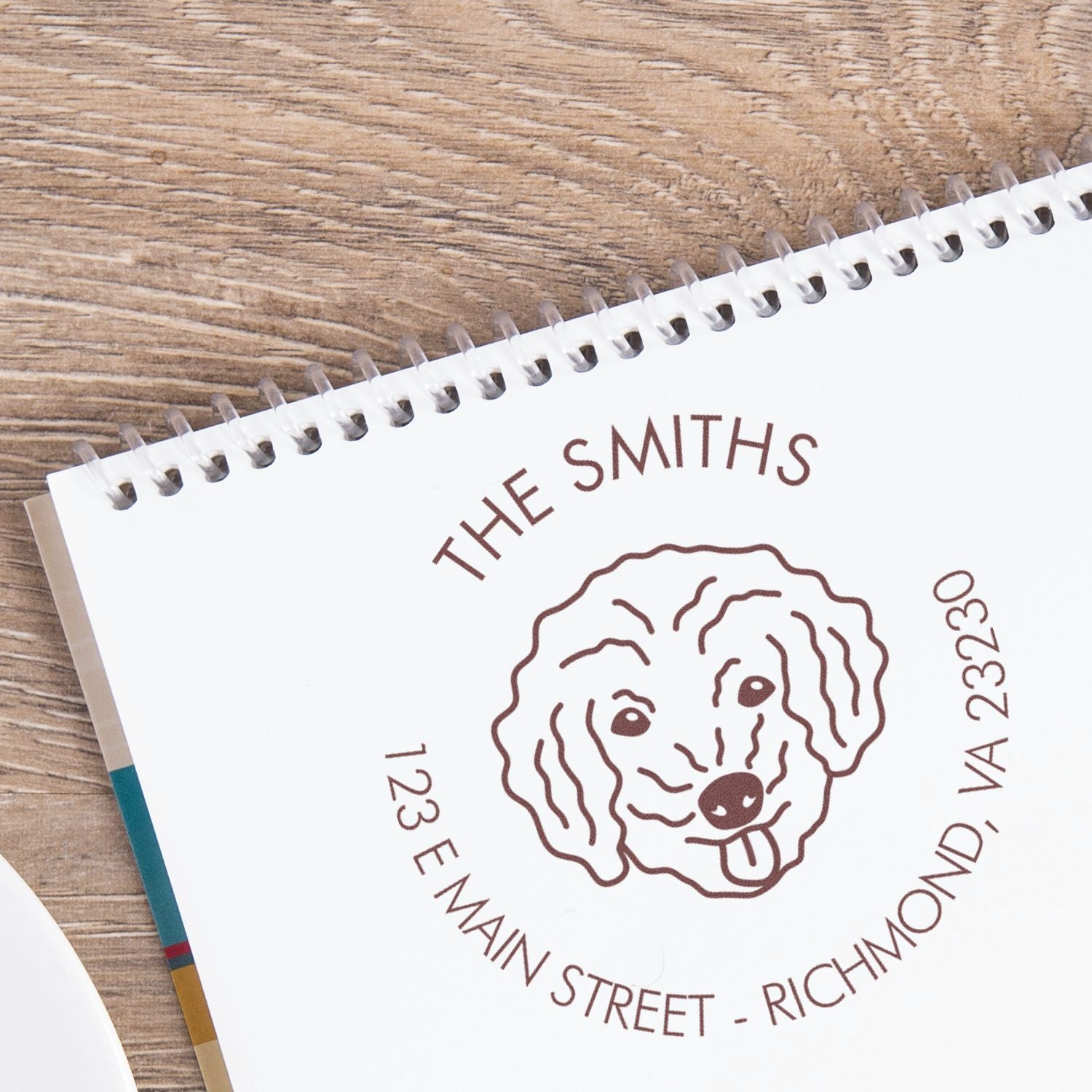 Slim Pre-Inked Bichon Poo Personalized Dog Design Address Stamper - Engineer Seal Stamps