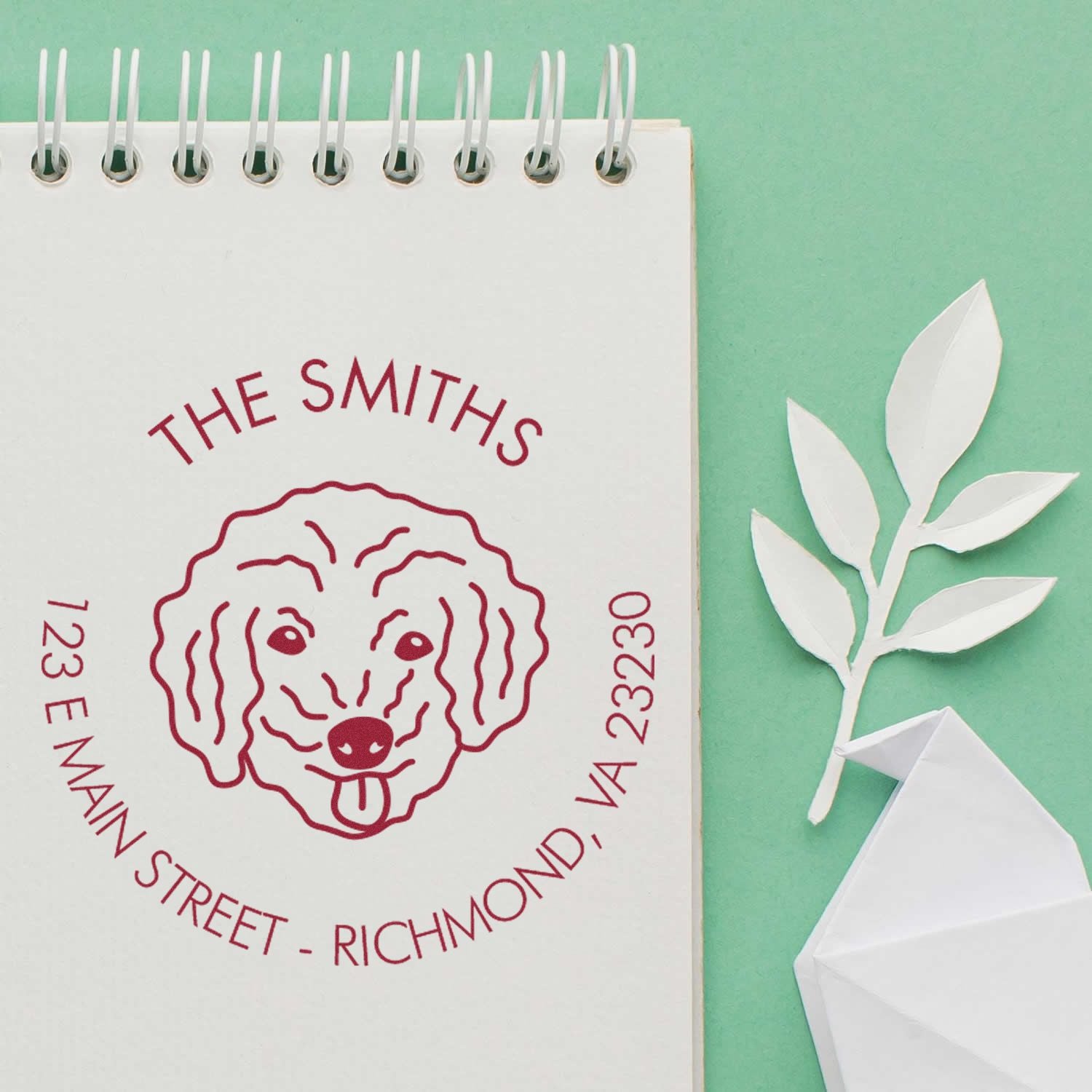 Slim Pre-Inked Bichon Poo Personalized Dog Design Address Stamper - Engineer Seal Stamps