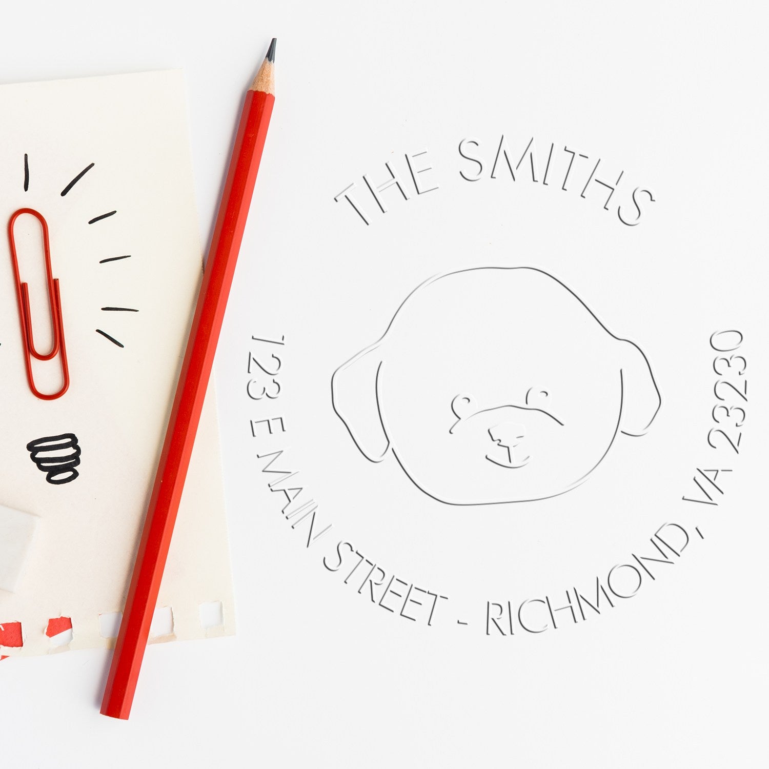 Bichon Dog Customizable Mailing Address Embossed Stamp - Engineer Seal Stamps