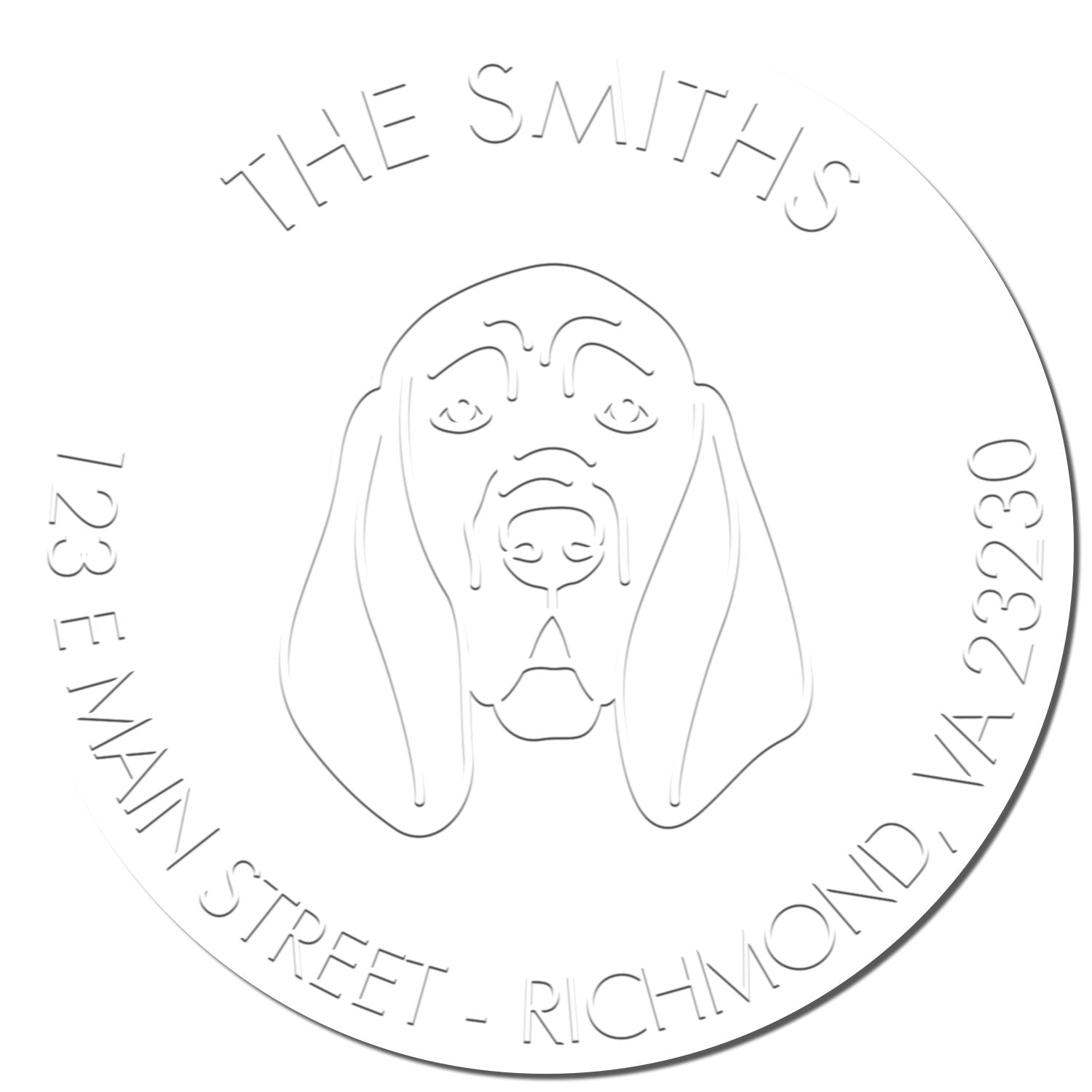 Blood Hound Dog Customizable Mailing Address Embossed Seal - Engineer Seal Stamps