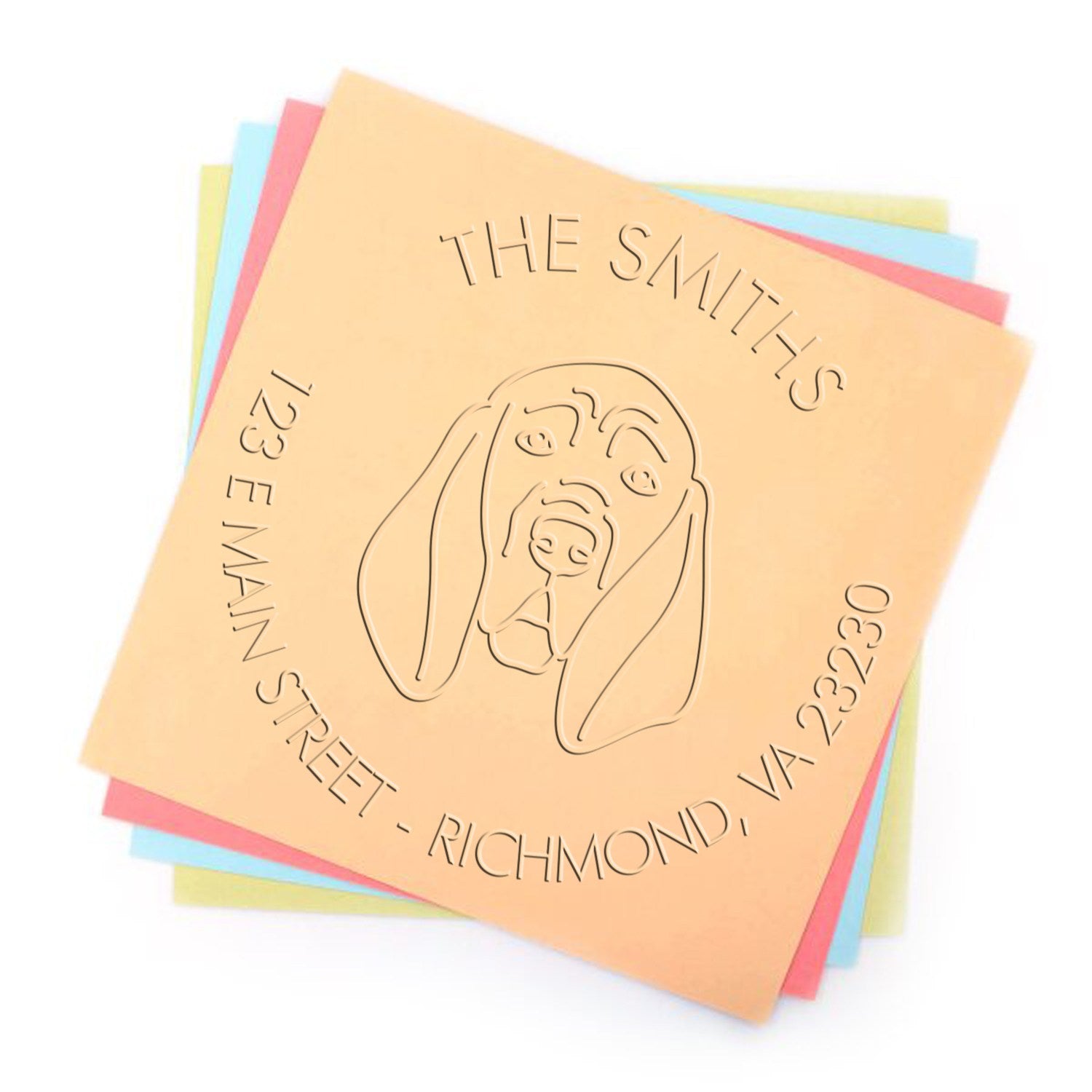 Blood Hound Dog Outline Custom Mailing Address Embossing Stamp - Engineer Seal Stamps