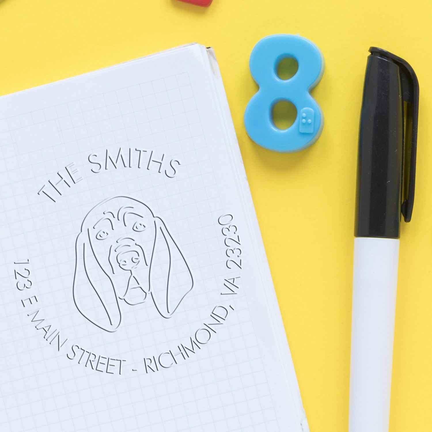 Personalized Mailing Address Seal Stamp with Blood Hound Dog