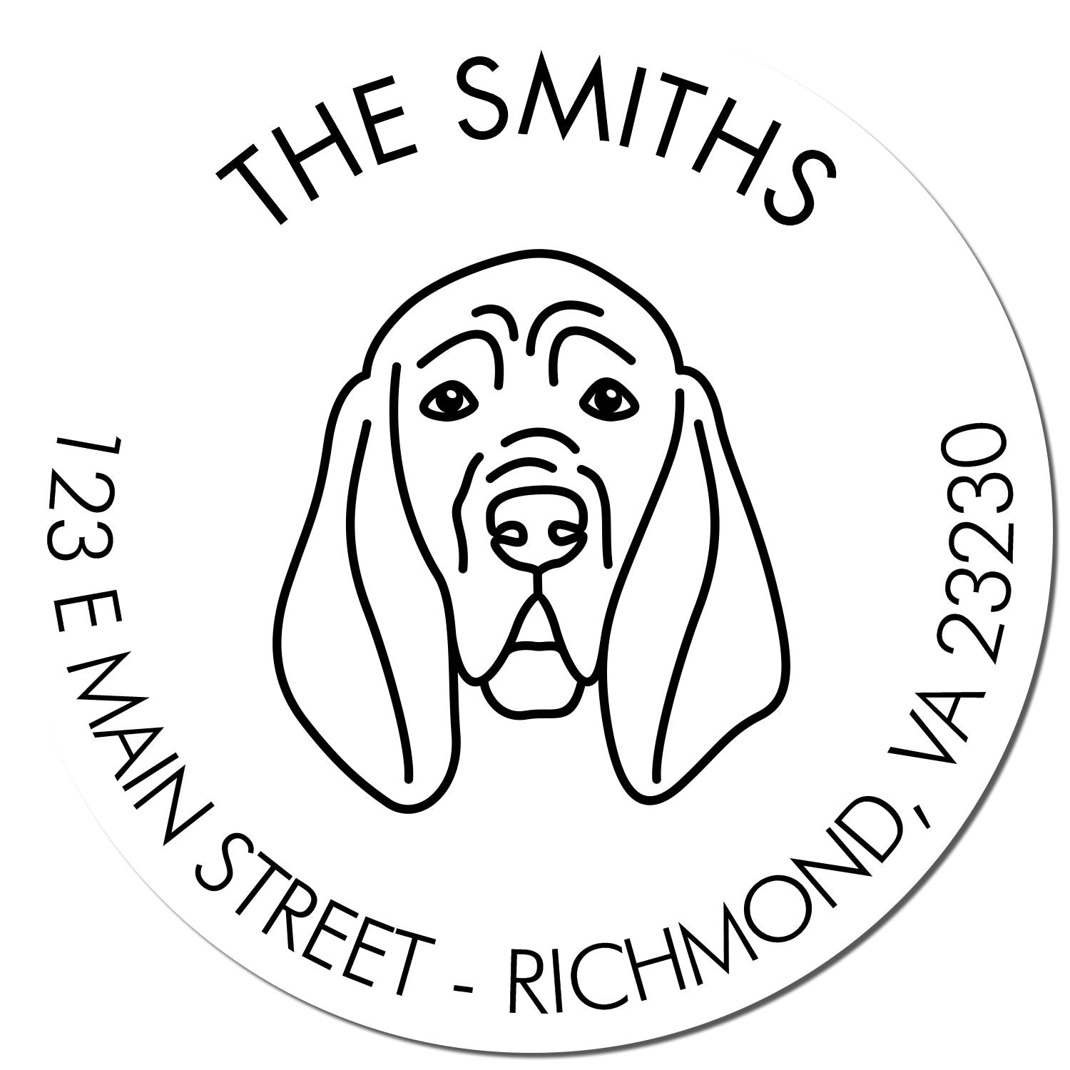 Slim Pre-Inked Blood Hound Personalized Dog Lover's Address Rubber Stamp - Engineer Seal Stamps