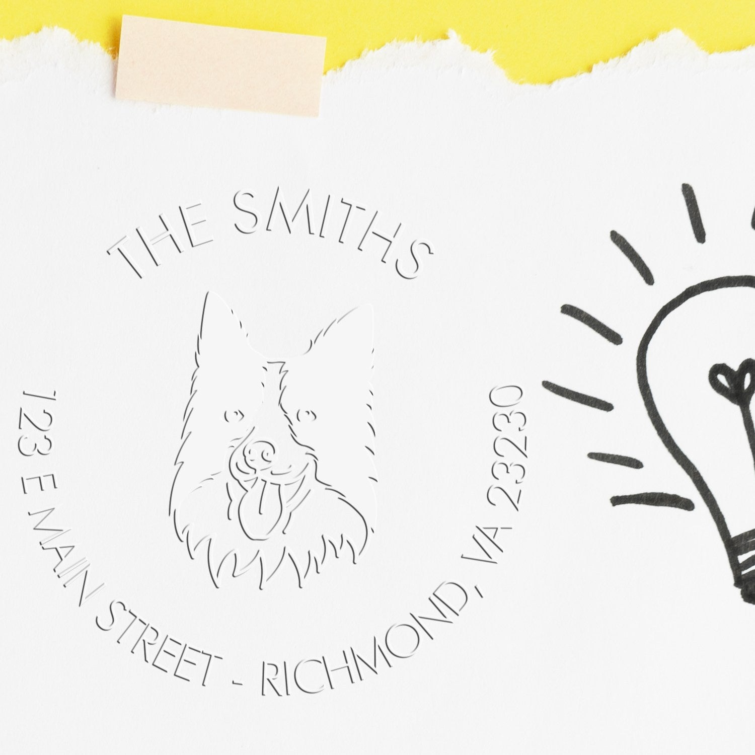 Border Collie Dog Customizable Return Embosser - Engineer Seal Stamps