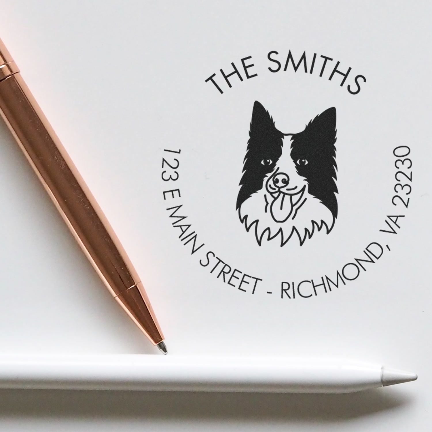 Self-Inking Border Collie Customized Dog Return Address Stamper - Engineer Seal Stamps