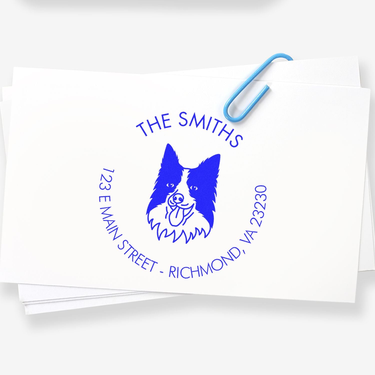 Slim Pre-Inked Border Collie Personalized Dog Lover's Address Stamp - Engineer Seal Stamps