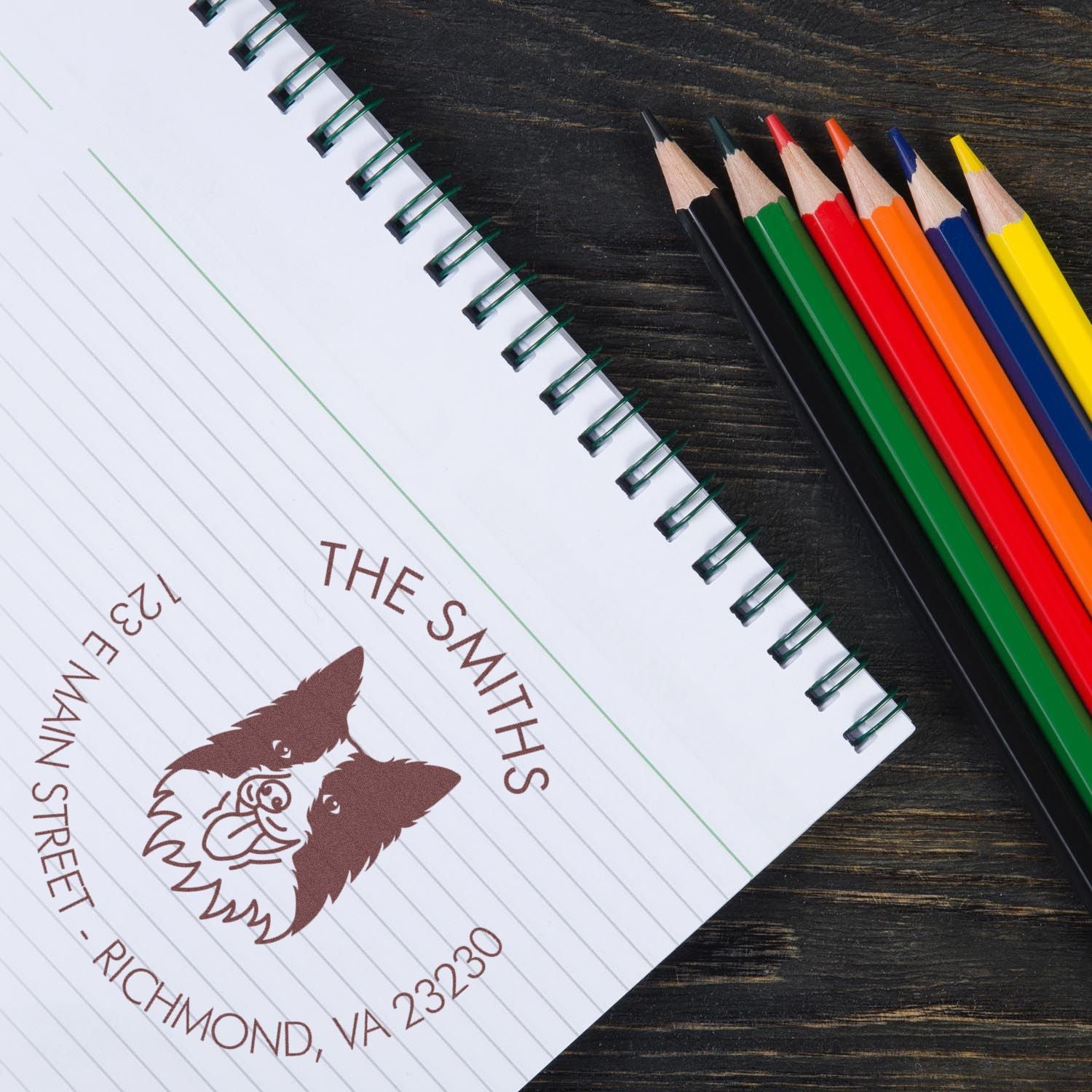 PSI Pre-Inked Border Collie High-Quality Address Stamp for Envelopes - Engineer Seal Stamps