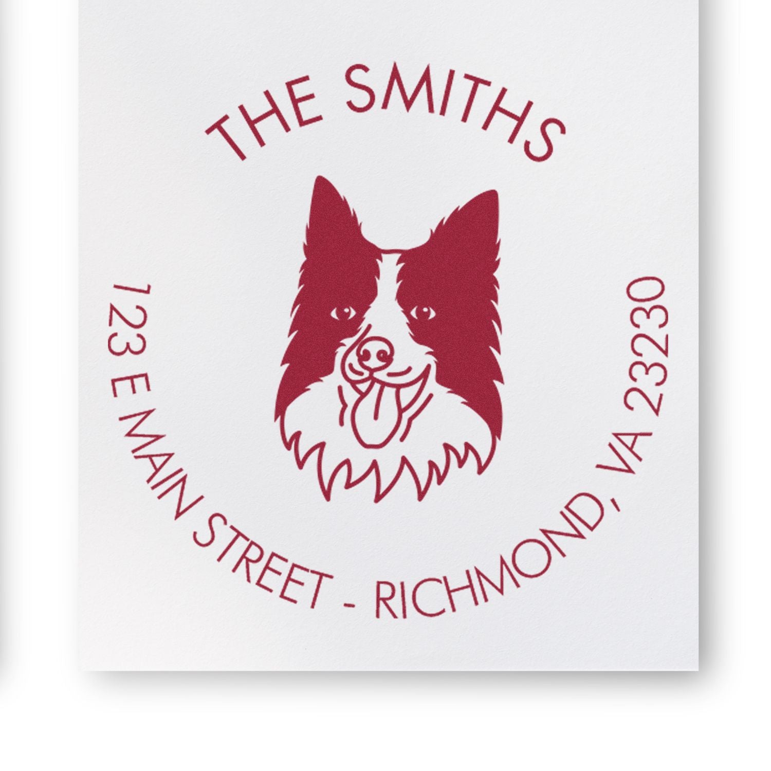 Slim Pre-Inked Border Collie Personalized Dog Lover's Address Stamp - Engineer Seal Stamps