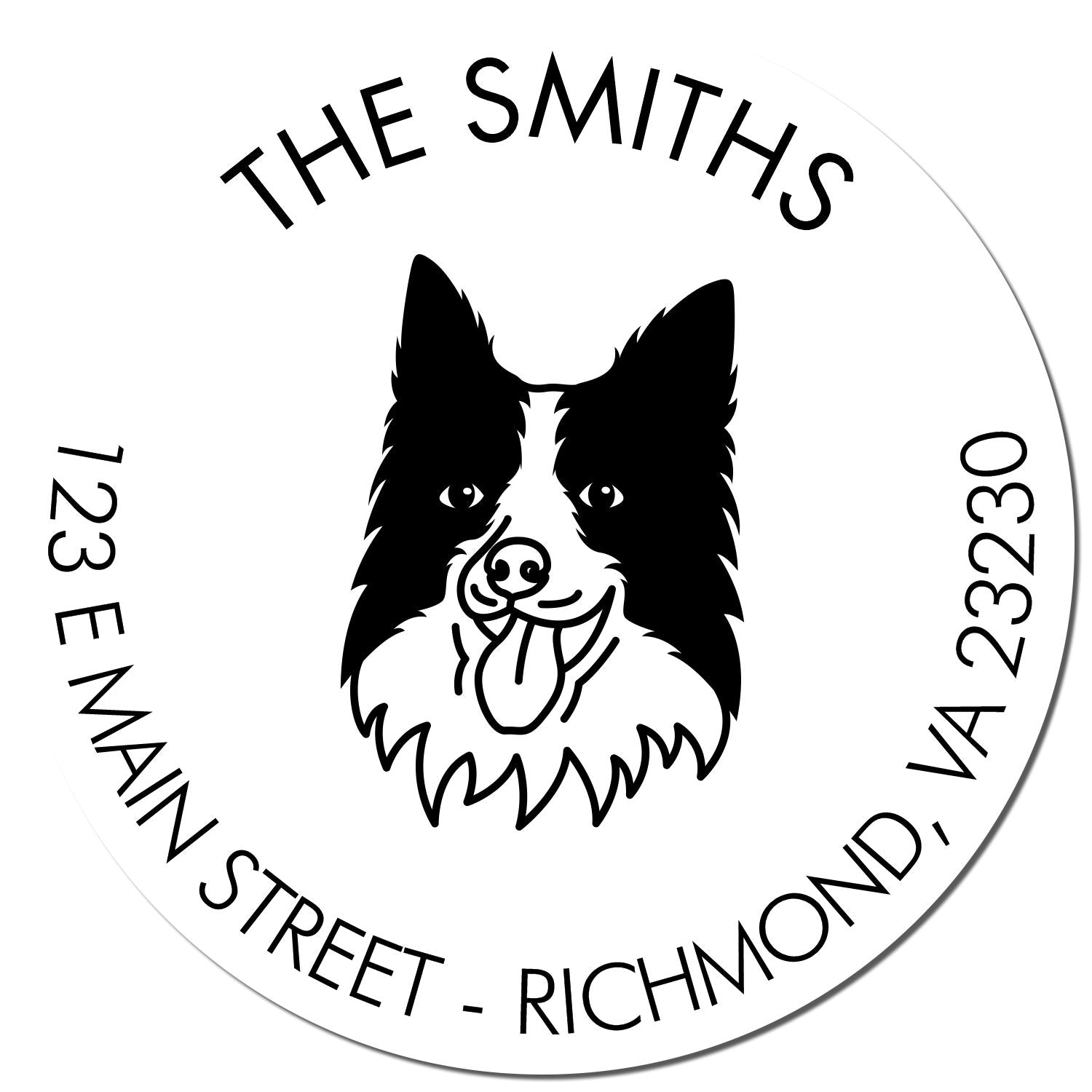 Slim Pre-Inked Border Collie Personalized Dog Lover's Address Stamp - Engineer Seal Stamps