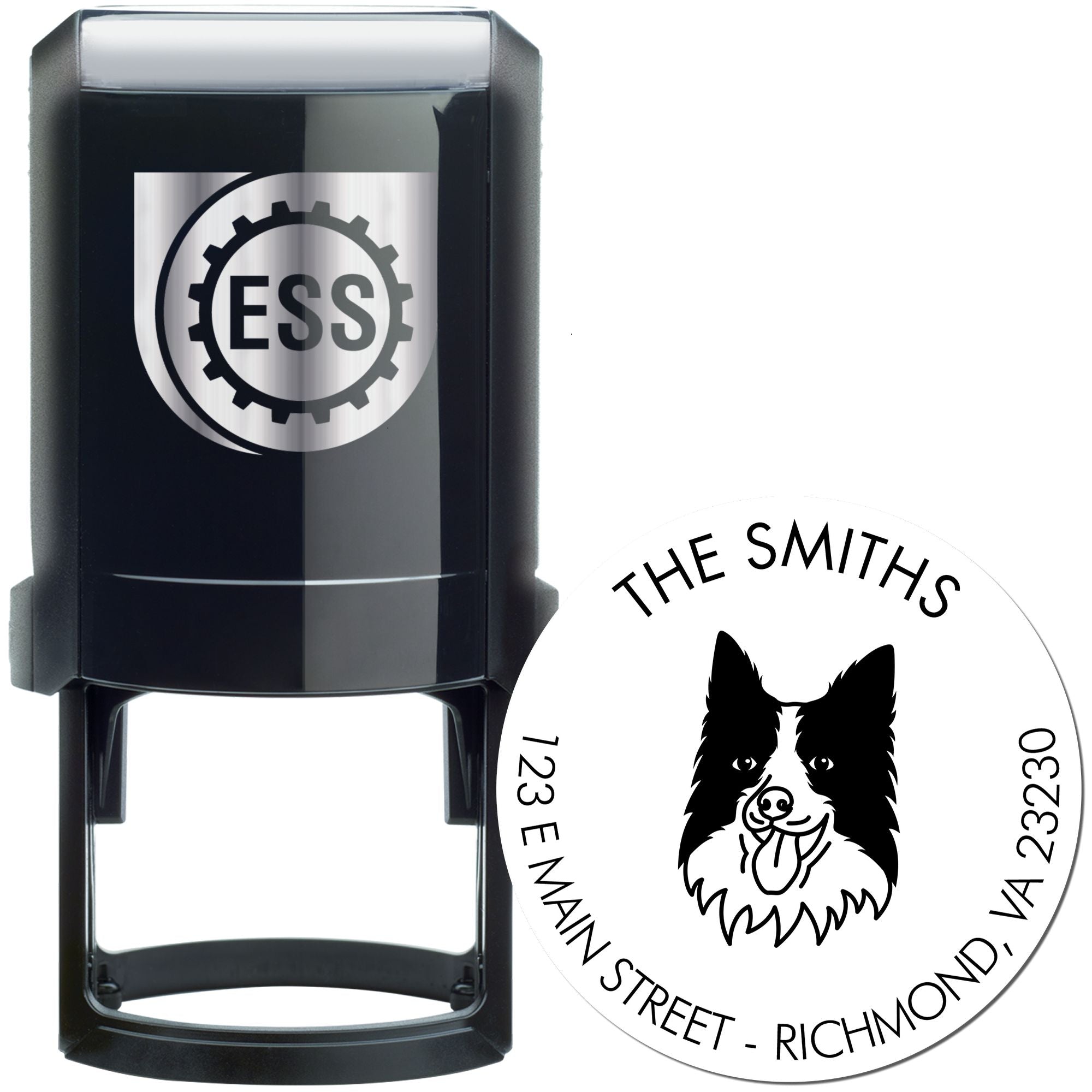 Self-Inking Border Collie Customized Dog Return Address Stamper - Engineer Seal Stamps
