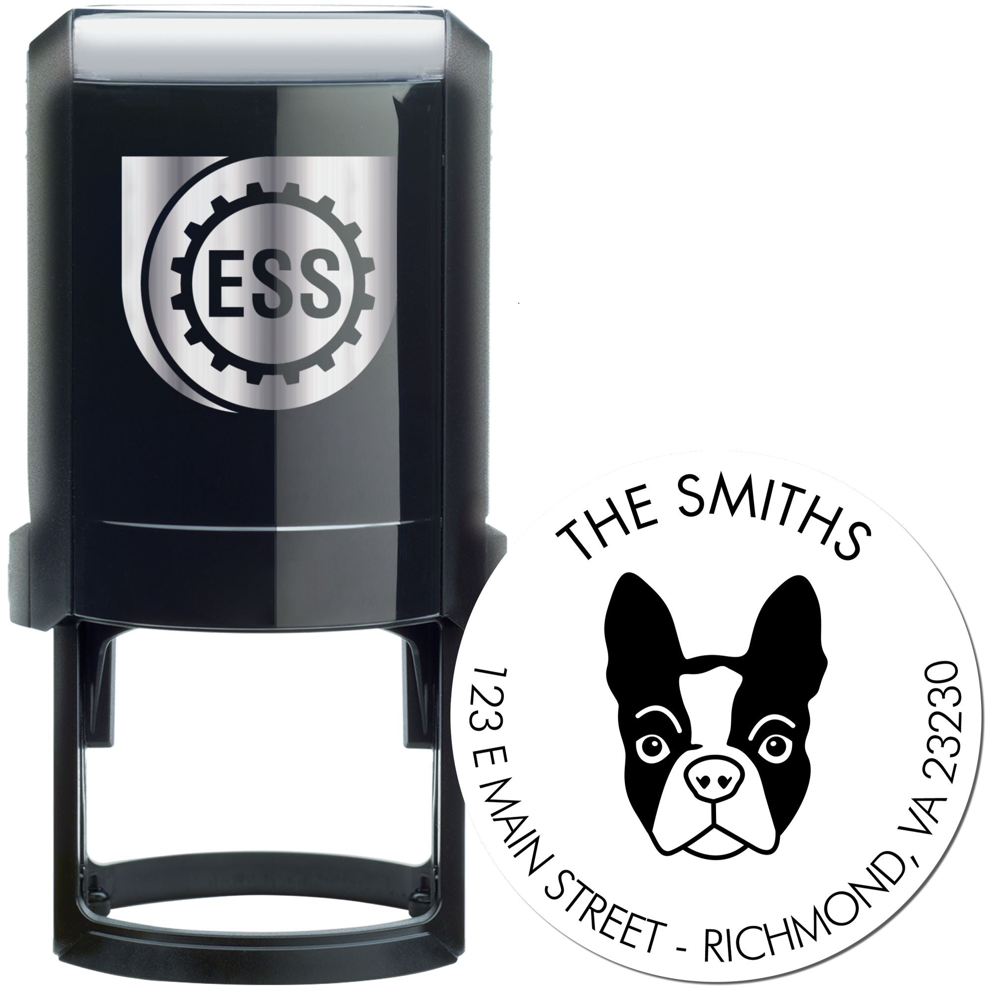 Self-Inking Boston Terrier Customized Easy-To-Use Address Rubber Stamp - Engineer Seal Stamps