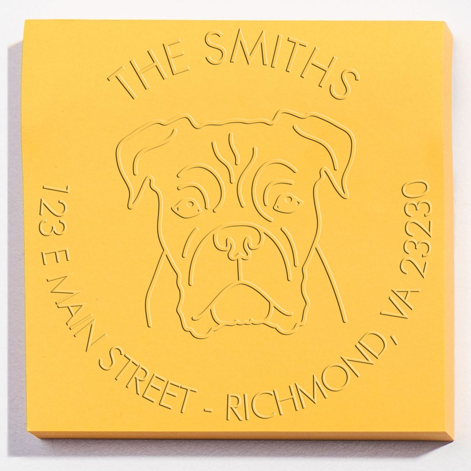 Boxer Dog Outline Custom Mailing Address Embossed Stamp - Engineer Seal Stamps
