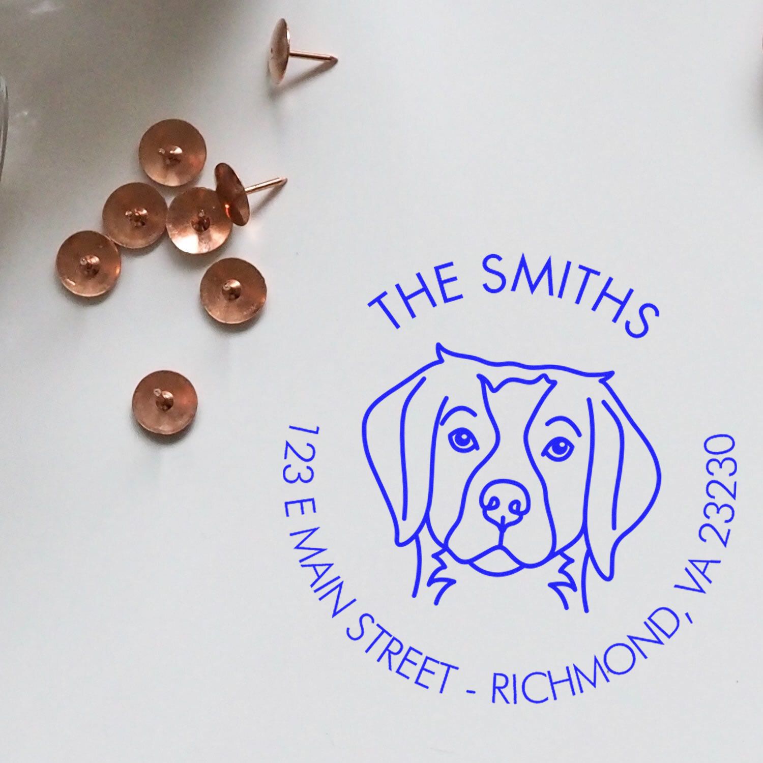 Slim Pre-Inked Brittany Spaniel Personalized Dog Return Address Rubber Stamp - Engineer Seal Stamps