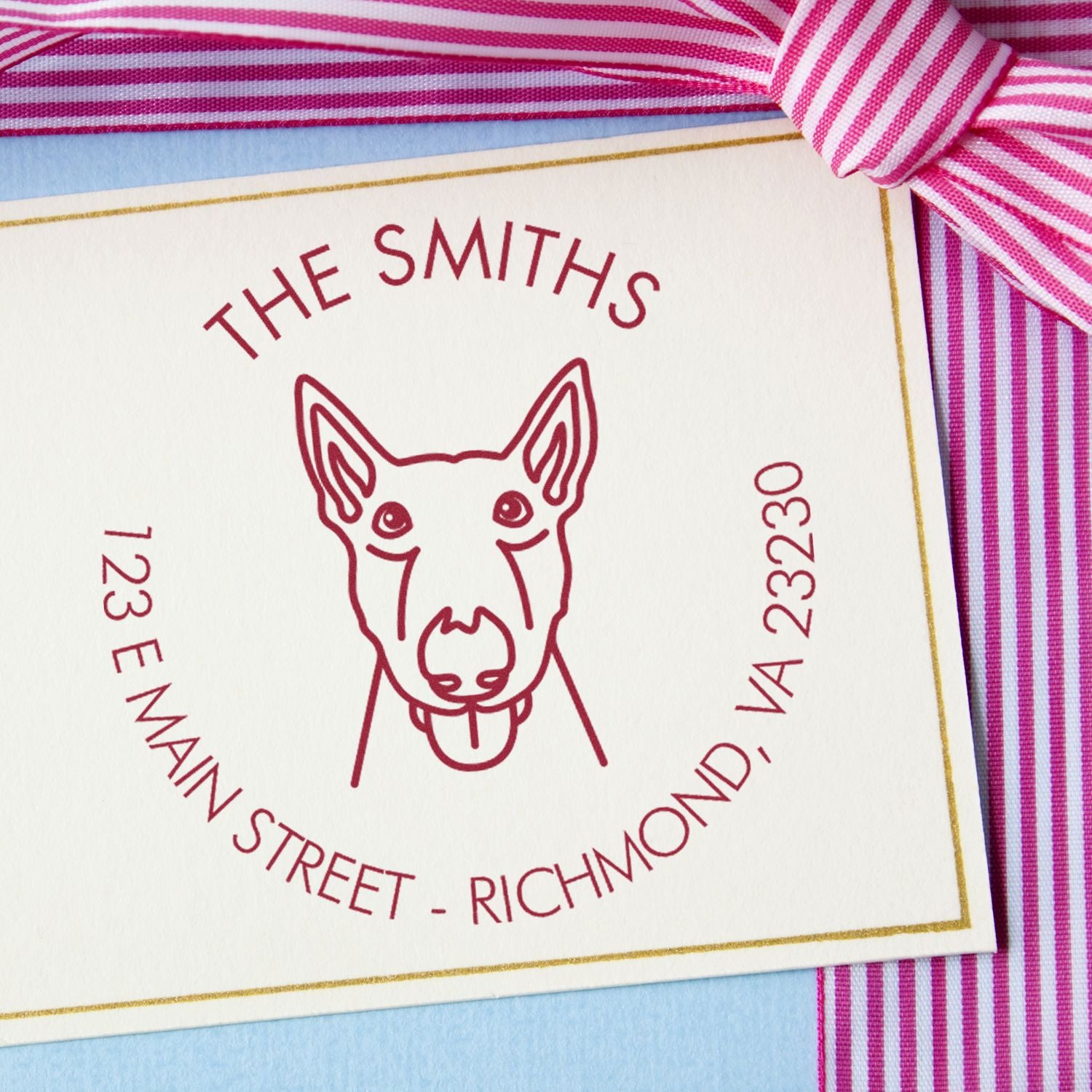 PSI Pre-Inked Bull Terrier Home Address Rubber Stamp - Engineer Seal Stamps