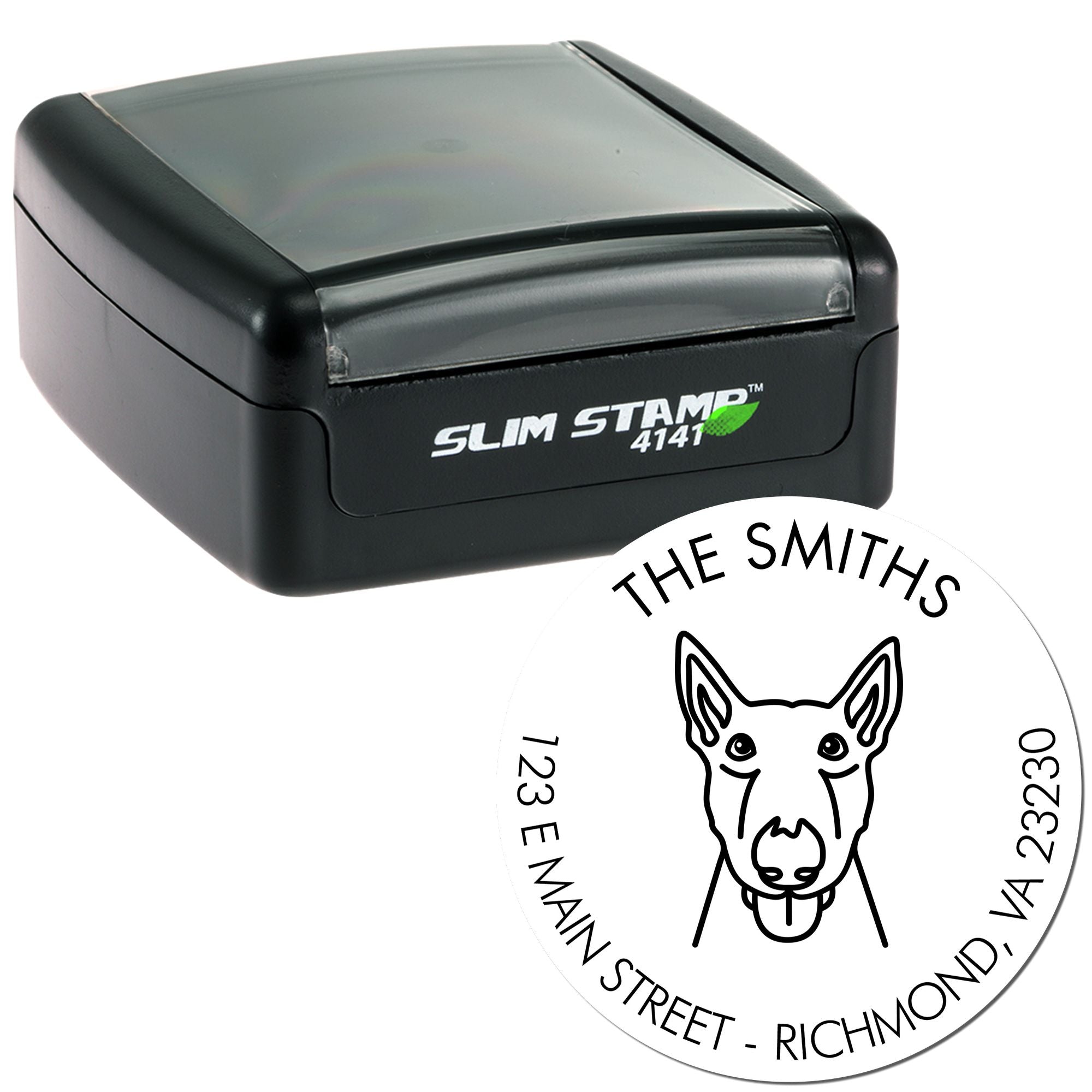 Slim Pre-Inked Bull Terrier Personalized Dog Return Address Stamp - Engineer Seal Stamps