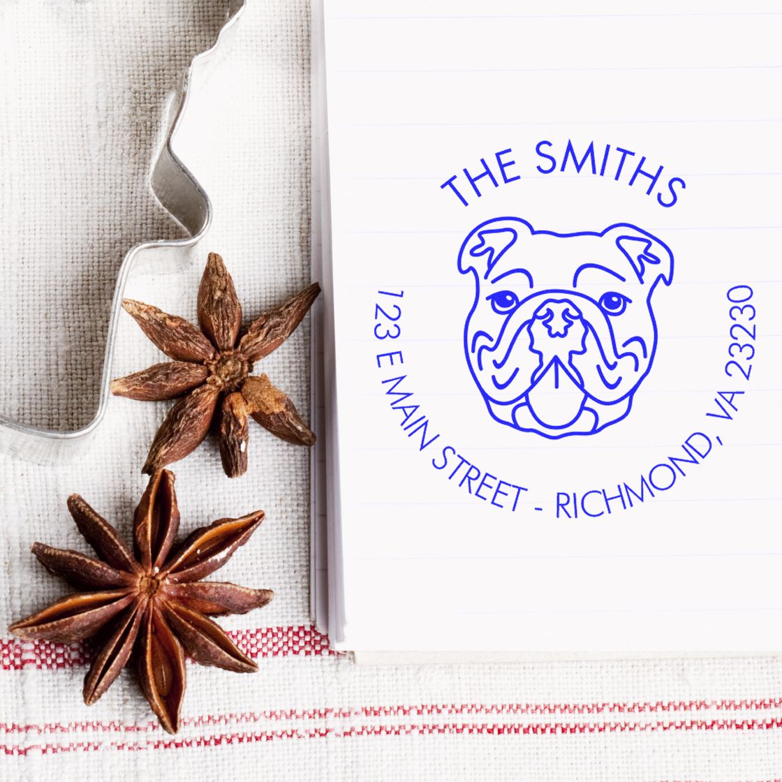 Wood Handle Bulldog Custom Made Address Label Stamp for Envelopes - Engineer Seal Stamps