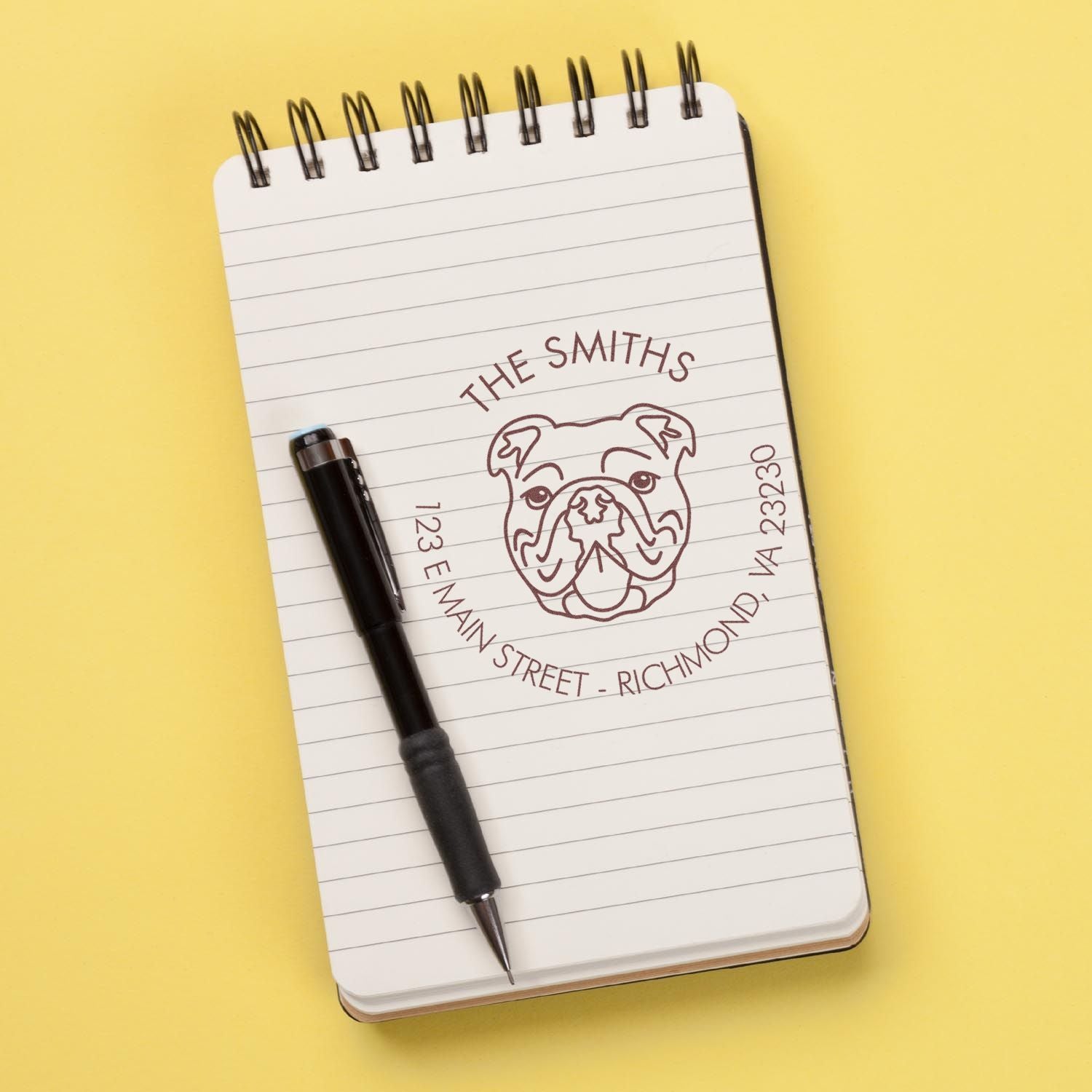 Slim Pre-Inked Bulldog Personalized Dog Return Address Stamp for Envelopes - Engineer Seal Stamps