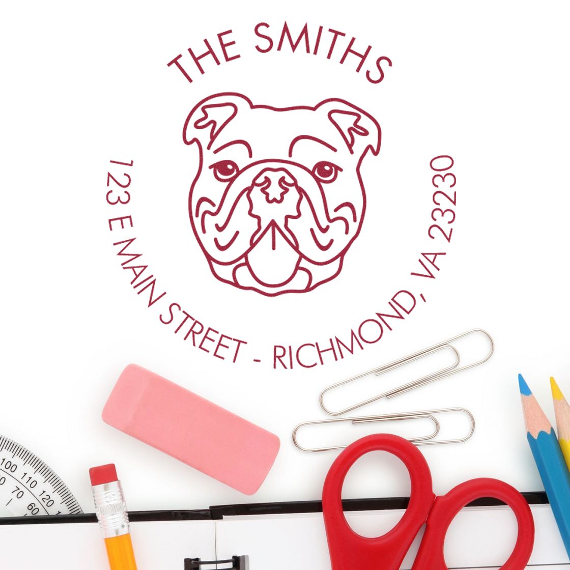 Wood Handle Bulldog Custom Made Address Label Stamp for Envelopes - Engineer Seal Stamps