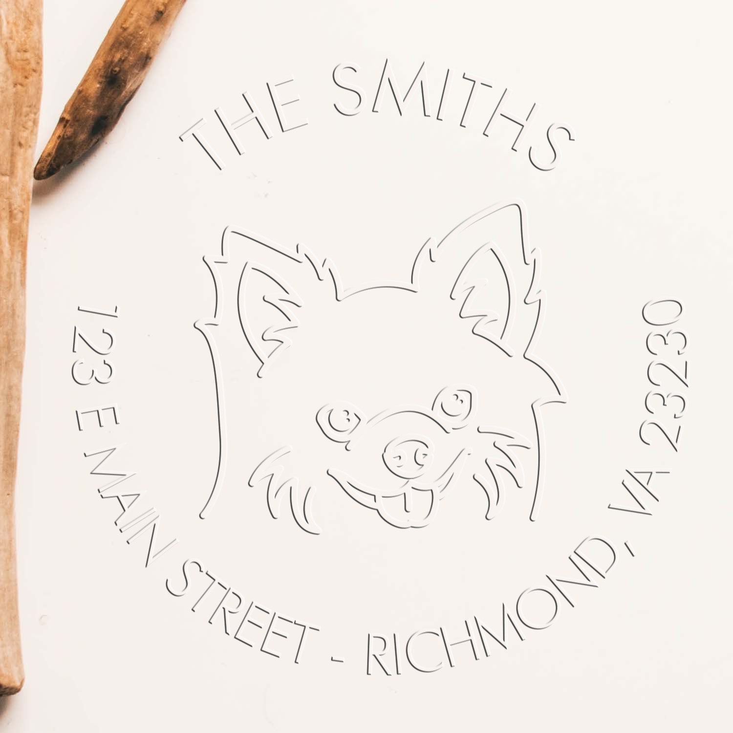 Personalized Return Seal Stamp with Chihuahua Dog