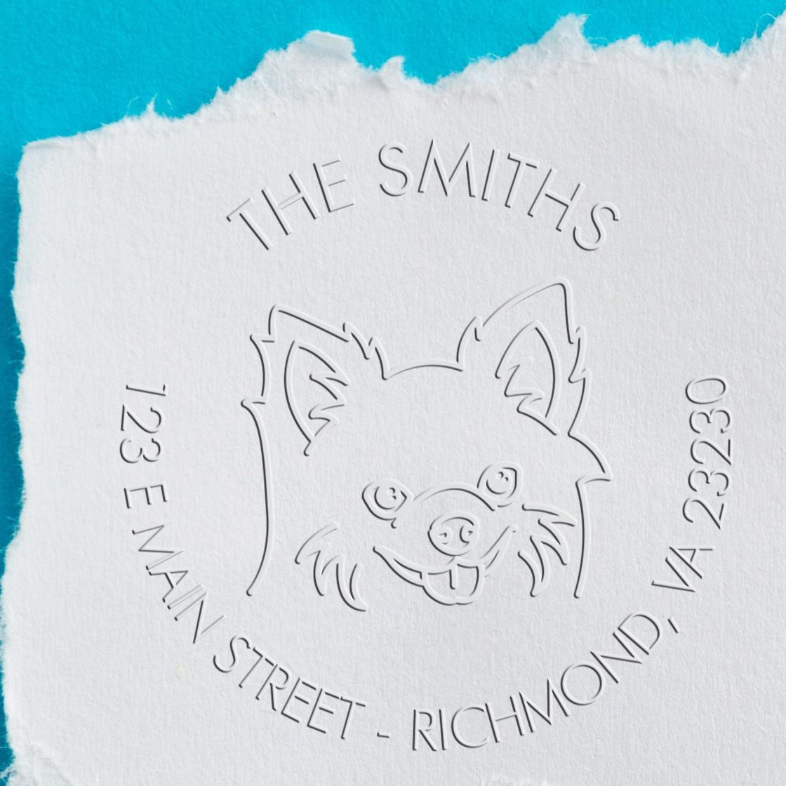 Chihuahua Dog Outline Custom Return Embossing Stamp - Engineer Seal Stamps
