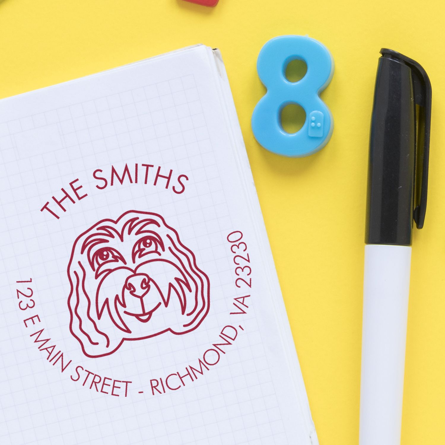 PSI Pre-Inked Cockapoo Home Address Stamp for Envelopes - Engineer Seal Stamps