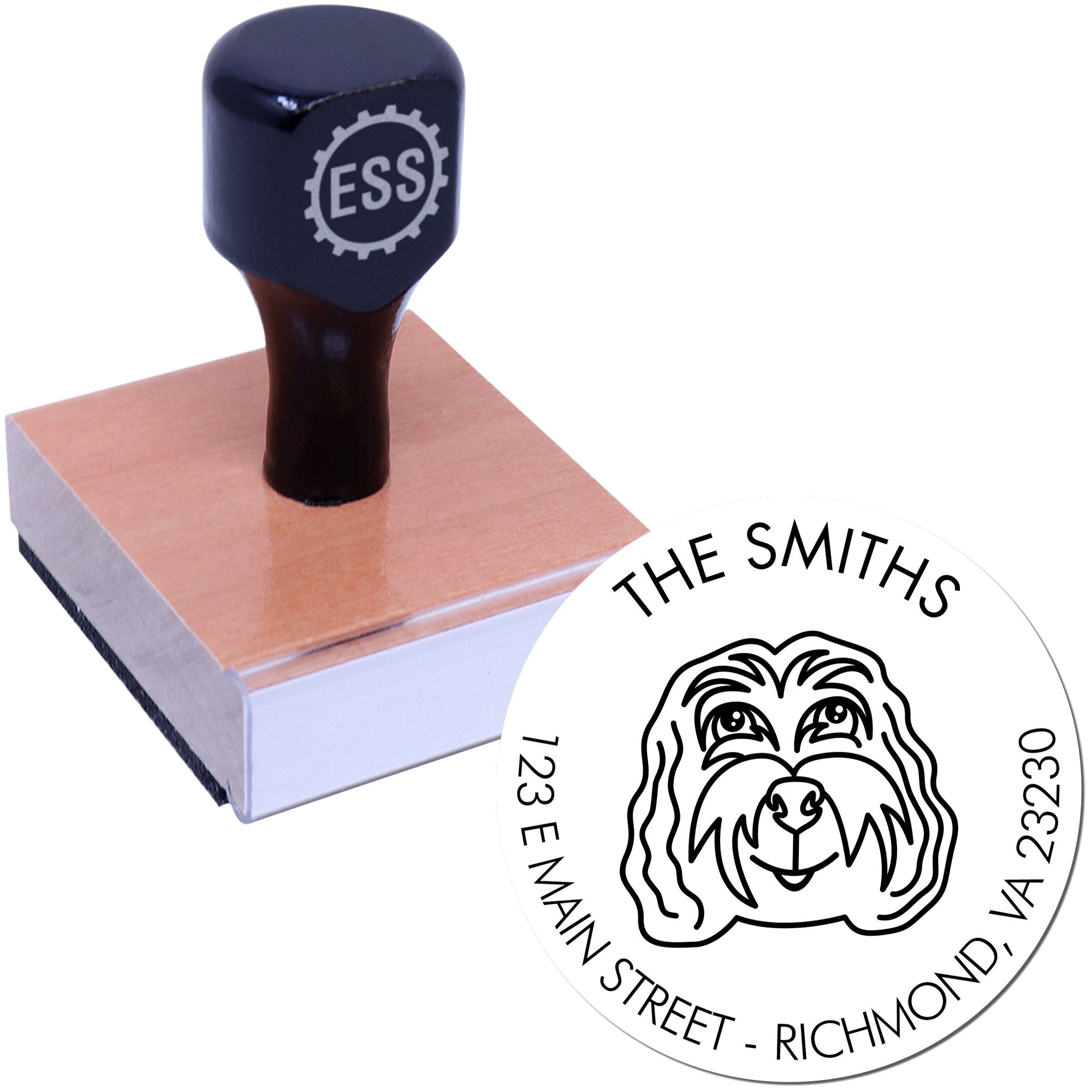 Wood Handle Cockapoo Custom Made Address Return Stamp - Engineer Seal Stamps
