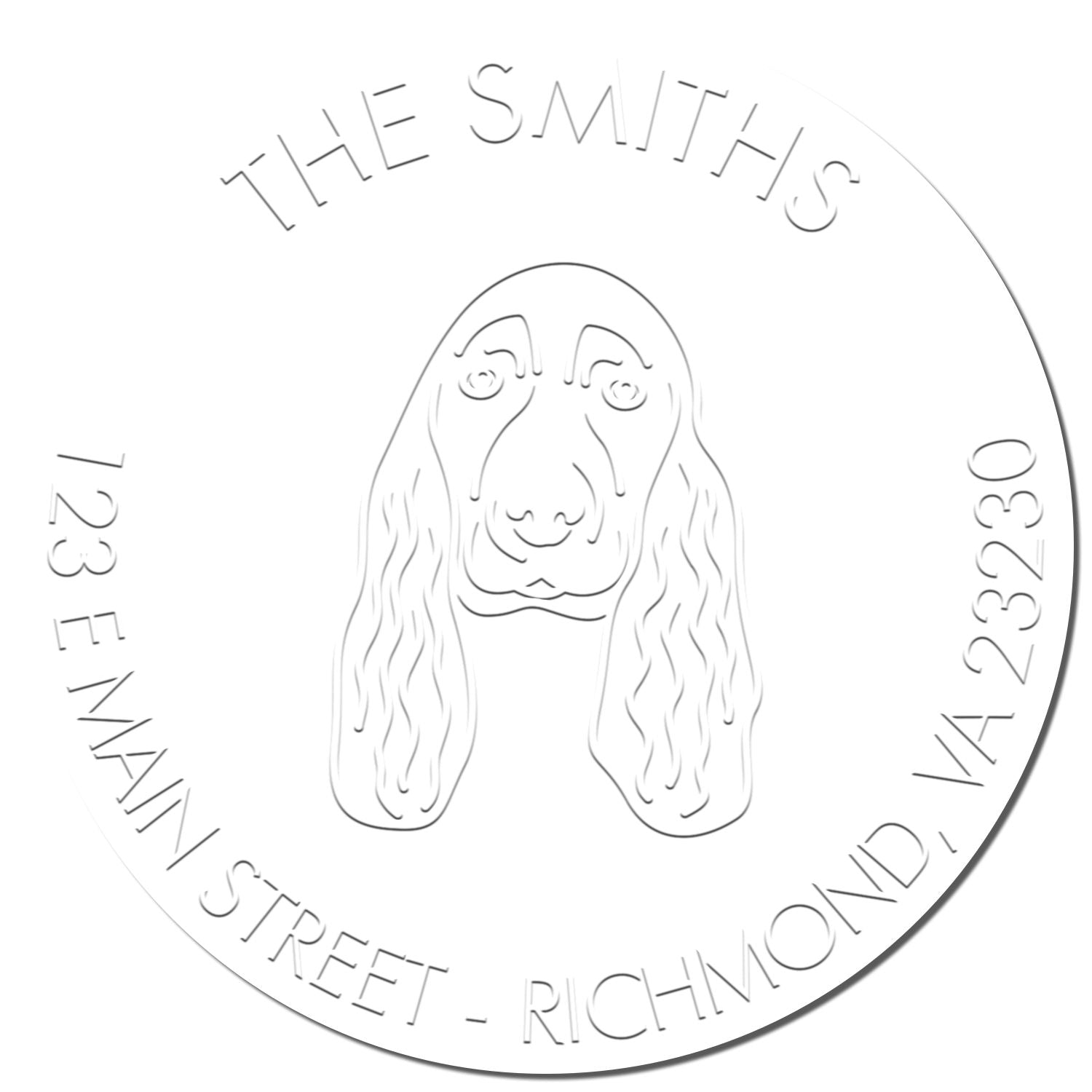 Cocker Spaniel Dog Outline Custom Return Embossed Stamp - Engineer Seal Stamps