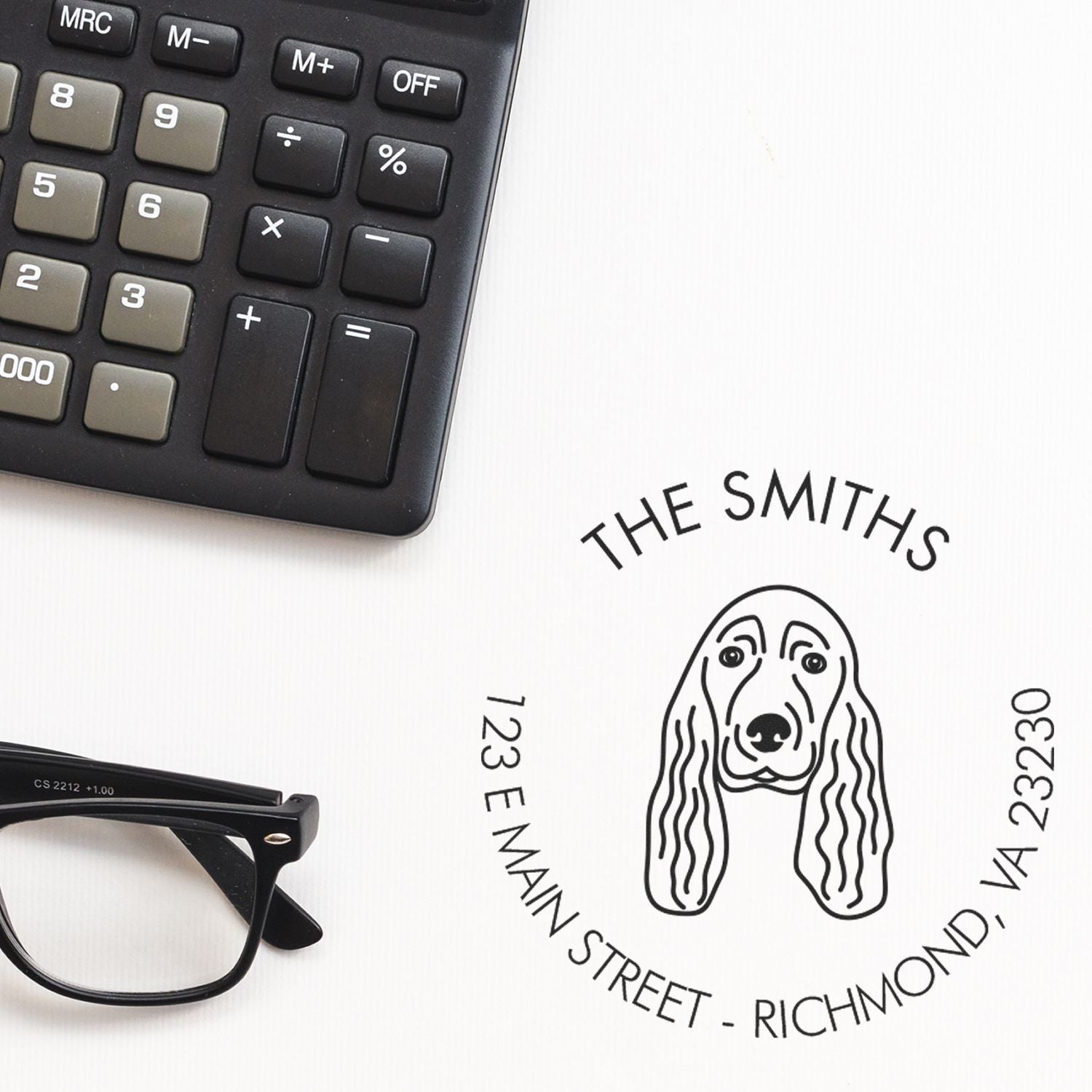 Slim Pre-Inked Cocker Spaniel Personalized High-Quality Address Rubber Stamp - Engineer Seal Stamps