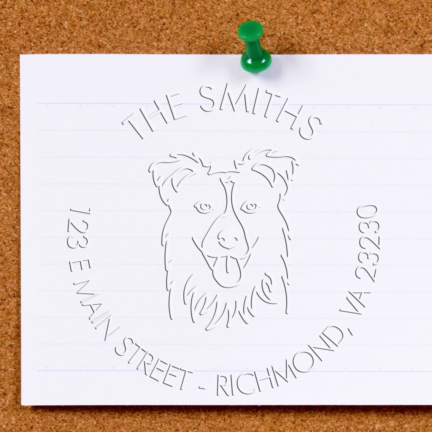 Personalizable Mailing Soft Embosser Seal with Collie Dog