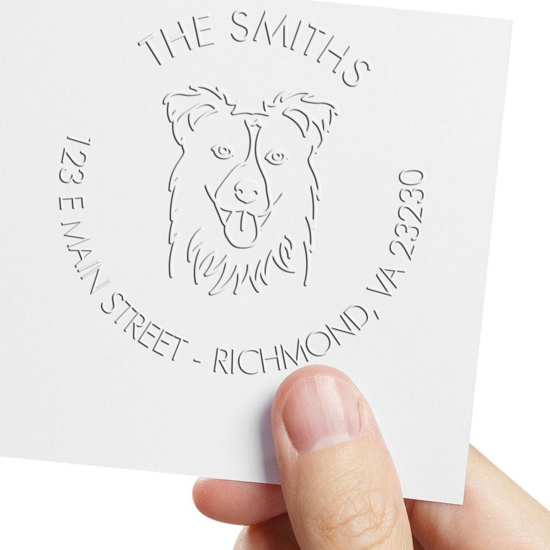 Personalizable Mailing Soft Embosser Seal with Collie Dog
