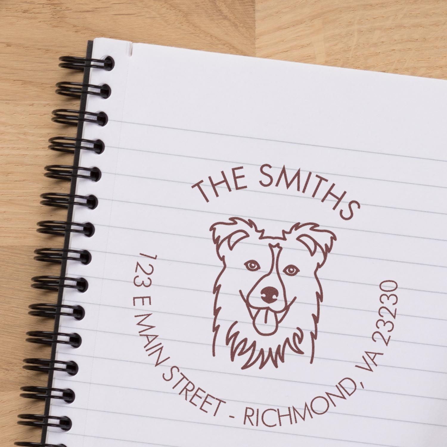 Wood Handle Collie Custom Made Address Return Stamp for Envelopes - Engineer Seal Stamps