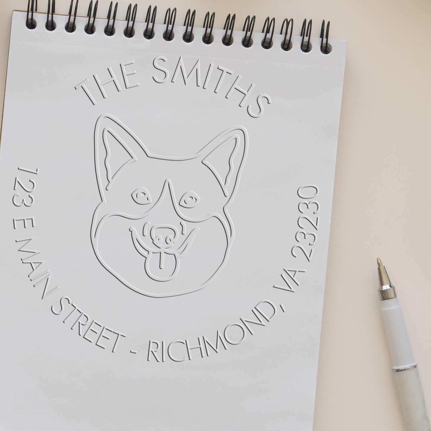Personalizable Mailing Seal Soft Embosser with Corgi Dog