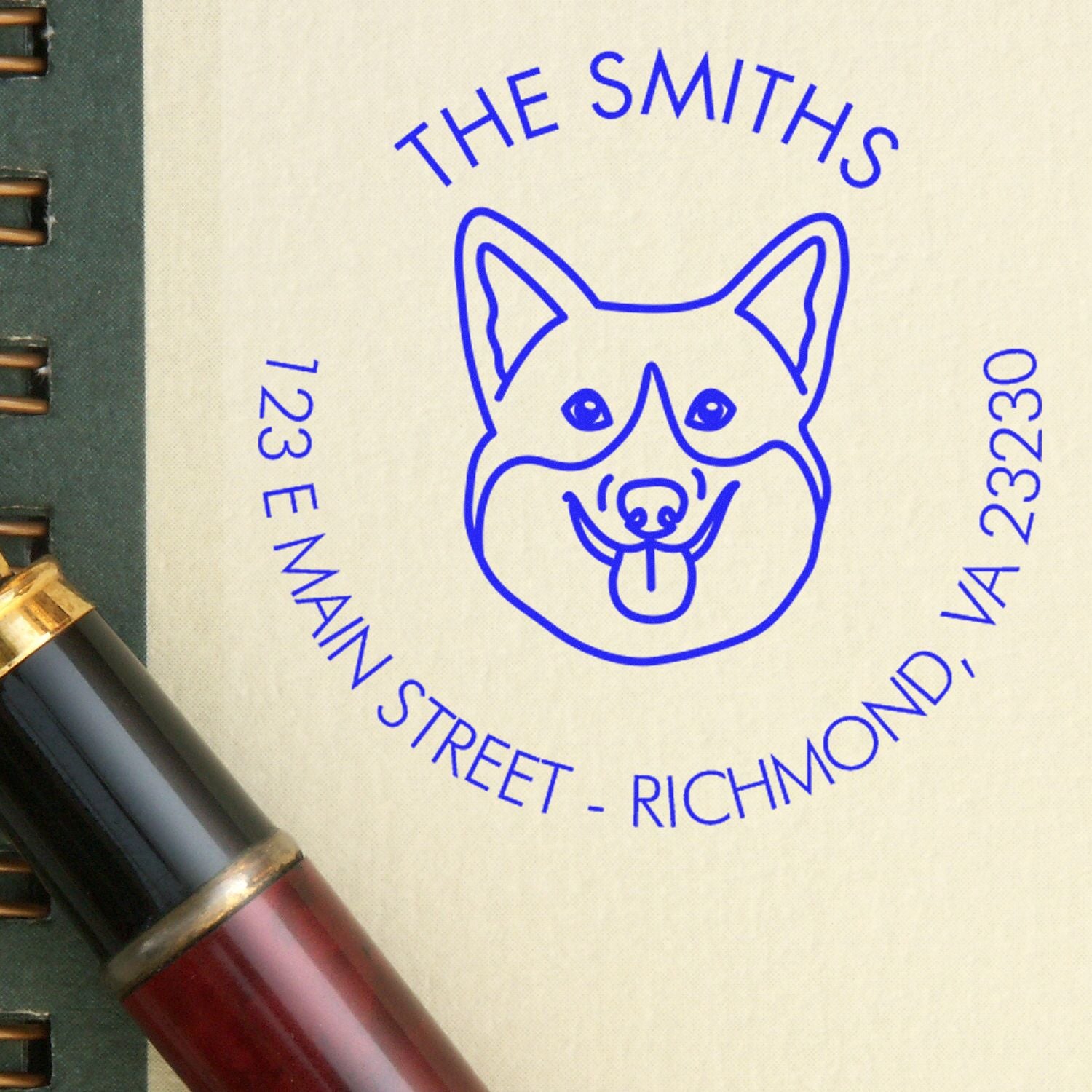 Slim Pre-Inked Corgi Personalized High-Quality Address Stamp for Envelopes