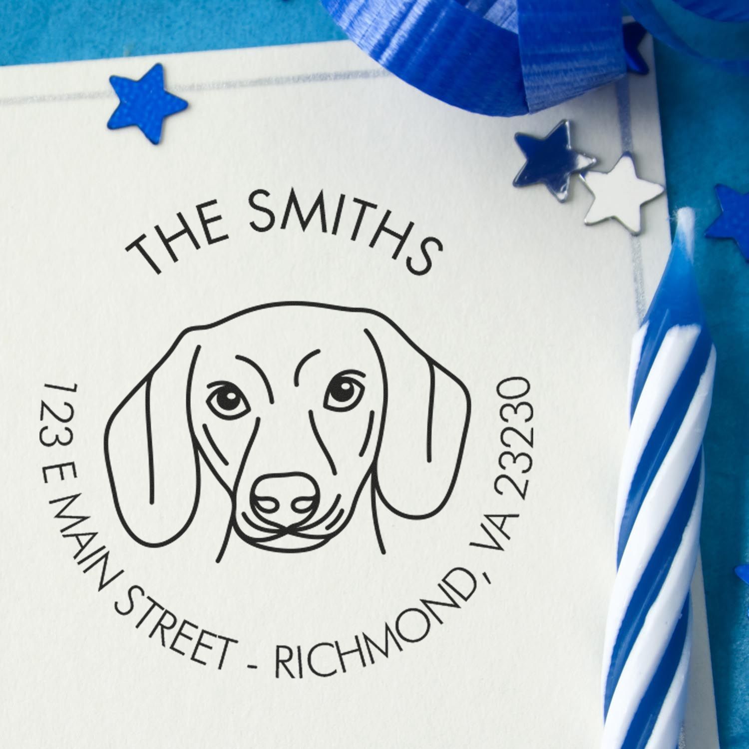 Slim Pre-Inked Dachshund Personalized High-Quality Address Stamper - Engineer Seal Stamps