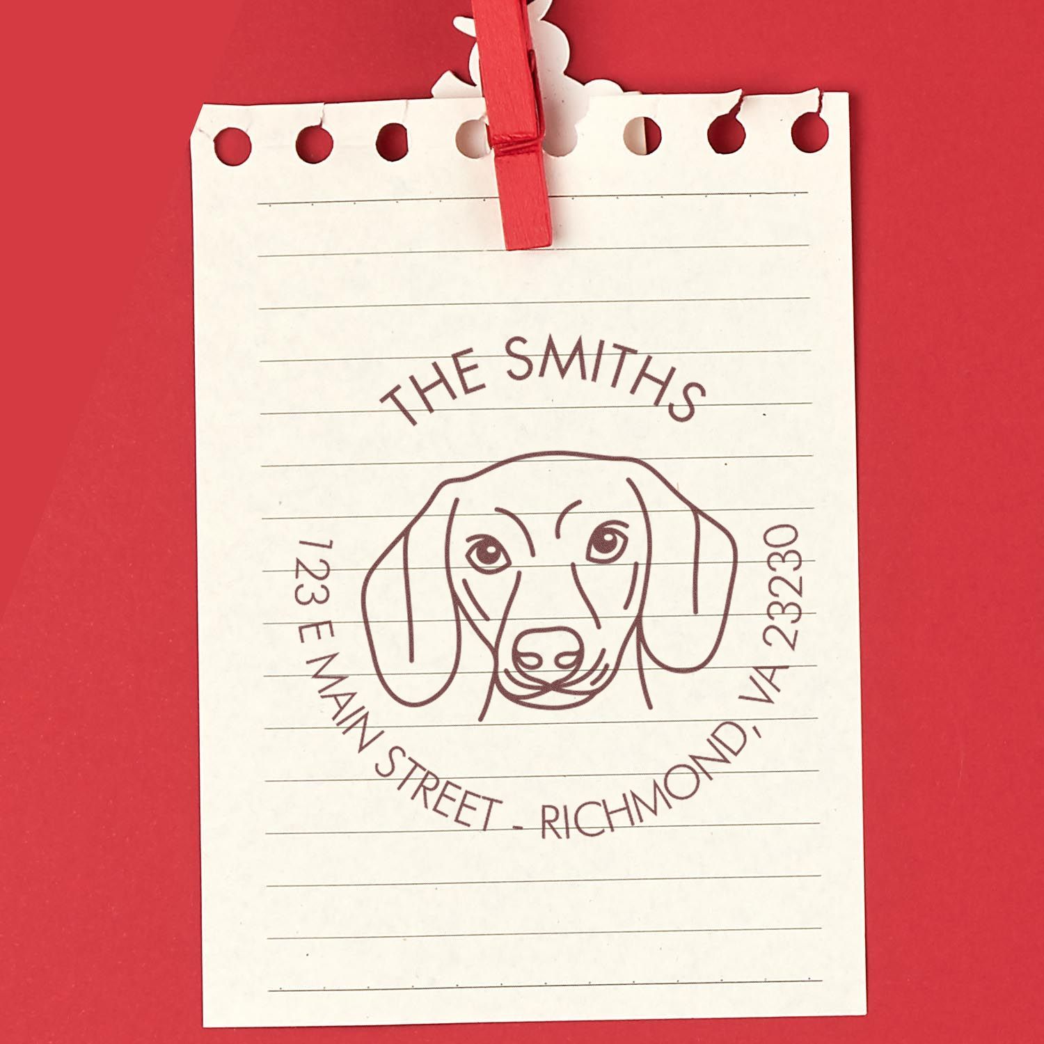 Slim Pre-Inked Dachshund Personalized High-Quality Address Stamper - Engineer Seal Stamps