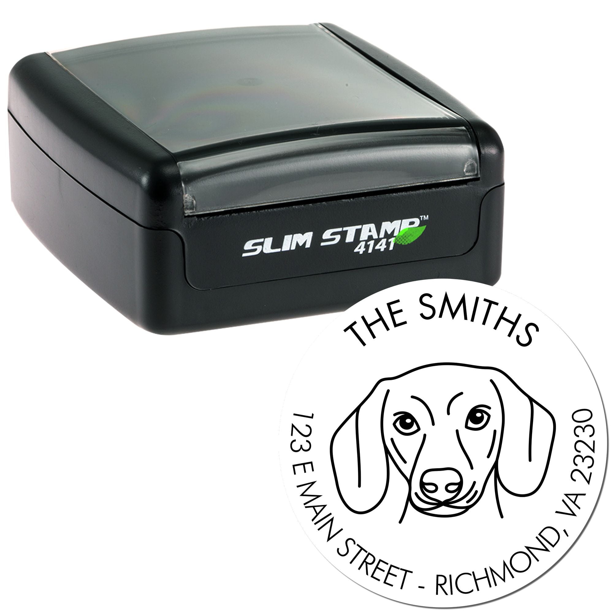 Slim Pre-Inked Dachshund Personalized High-Quality Address Stamper - Engineer Seal Stamps